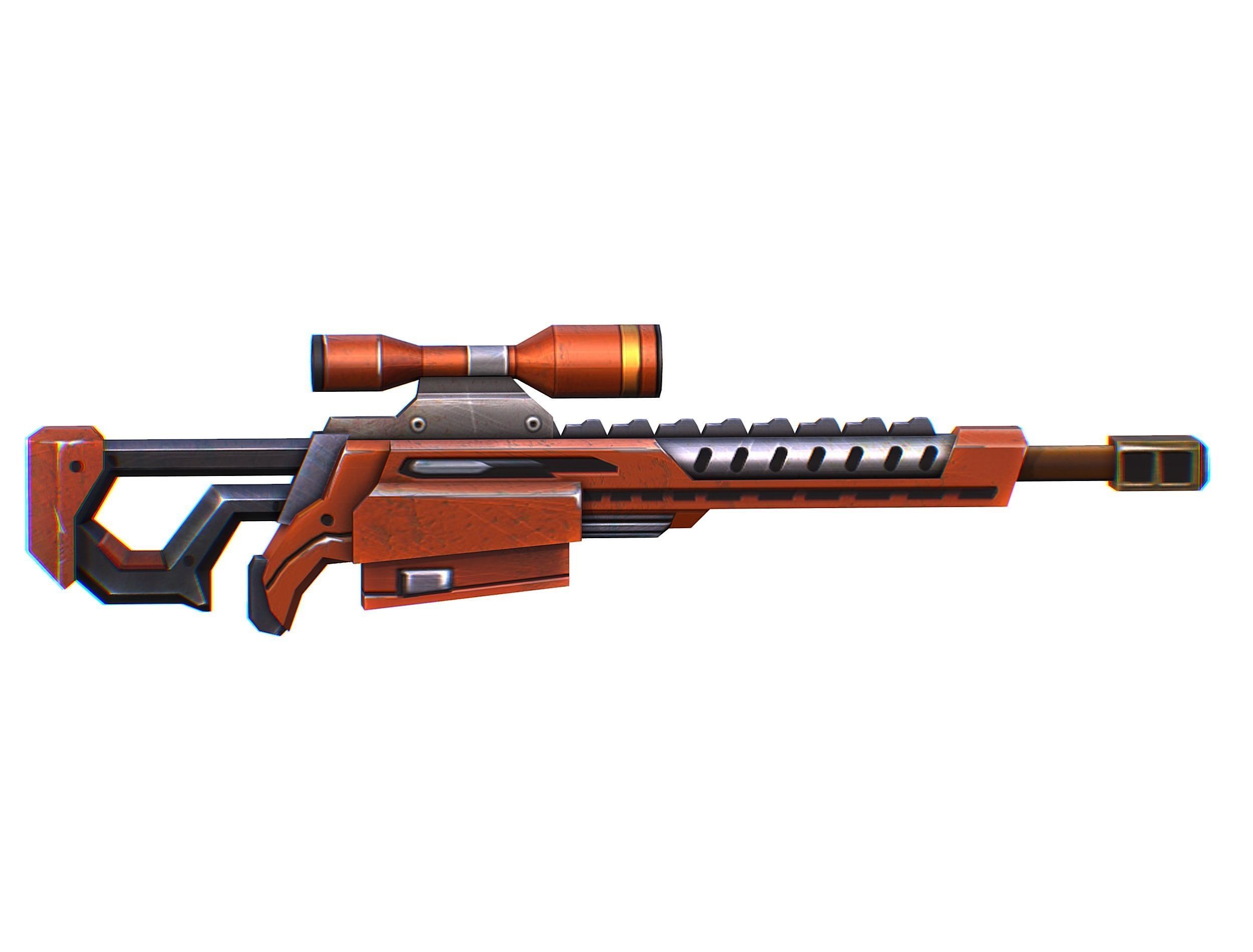 Sniper rifle of the future weapon barrel blaster laser arms Low-poly 3D model_2