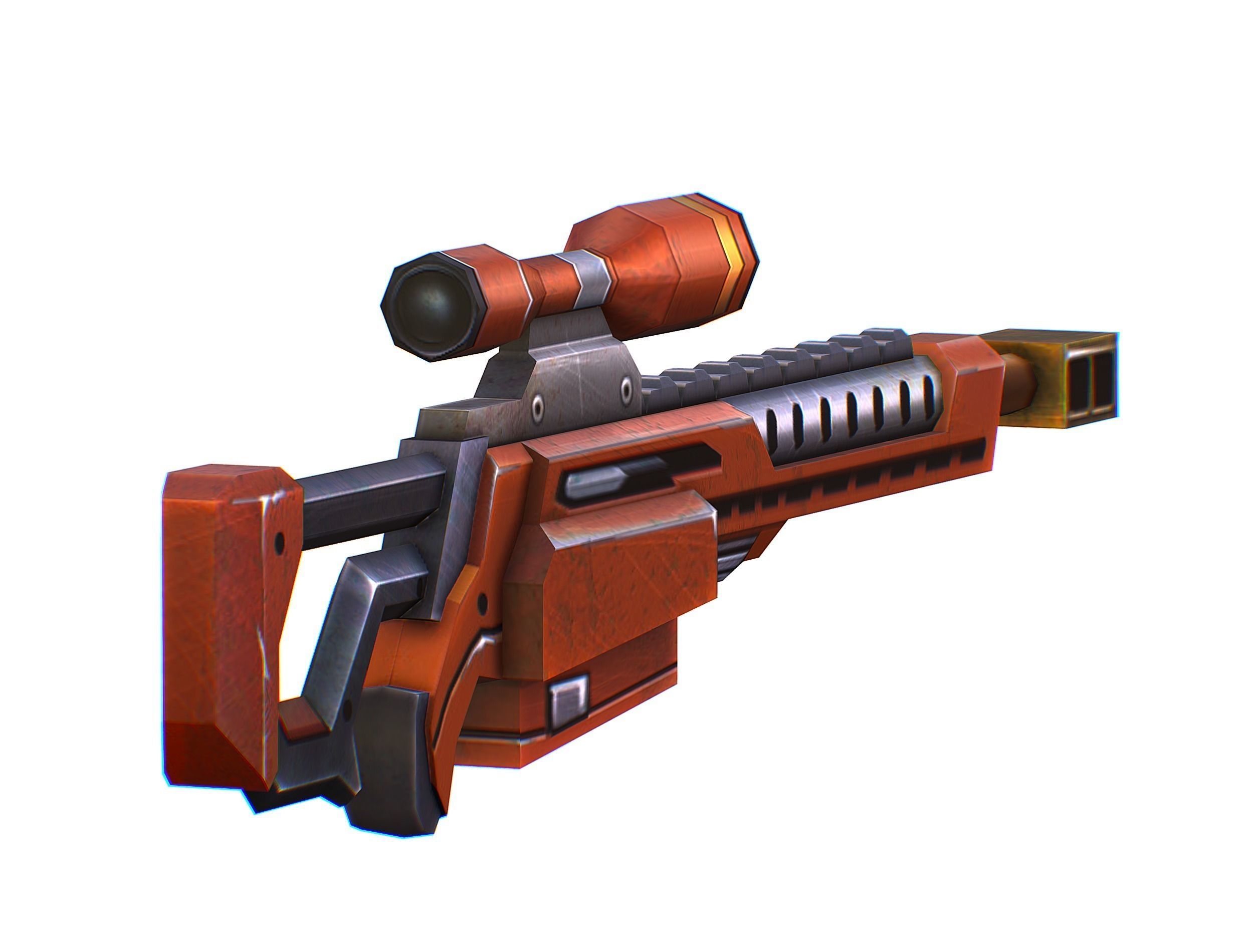 Sniper rifle of the future weapon barrel blaster laser arms Low-poly 3D model_8