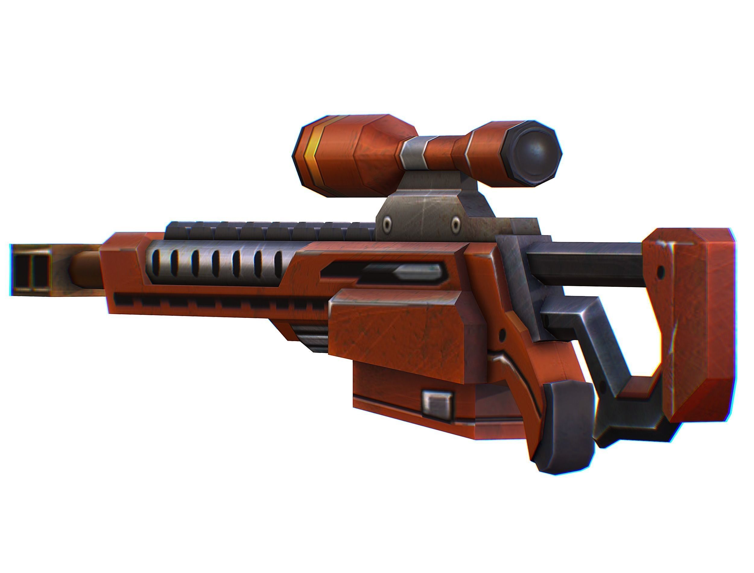 Sniper rifle of the future weapon barrel blaster laser arms Low-poly 3D model_17