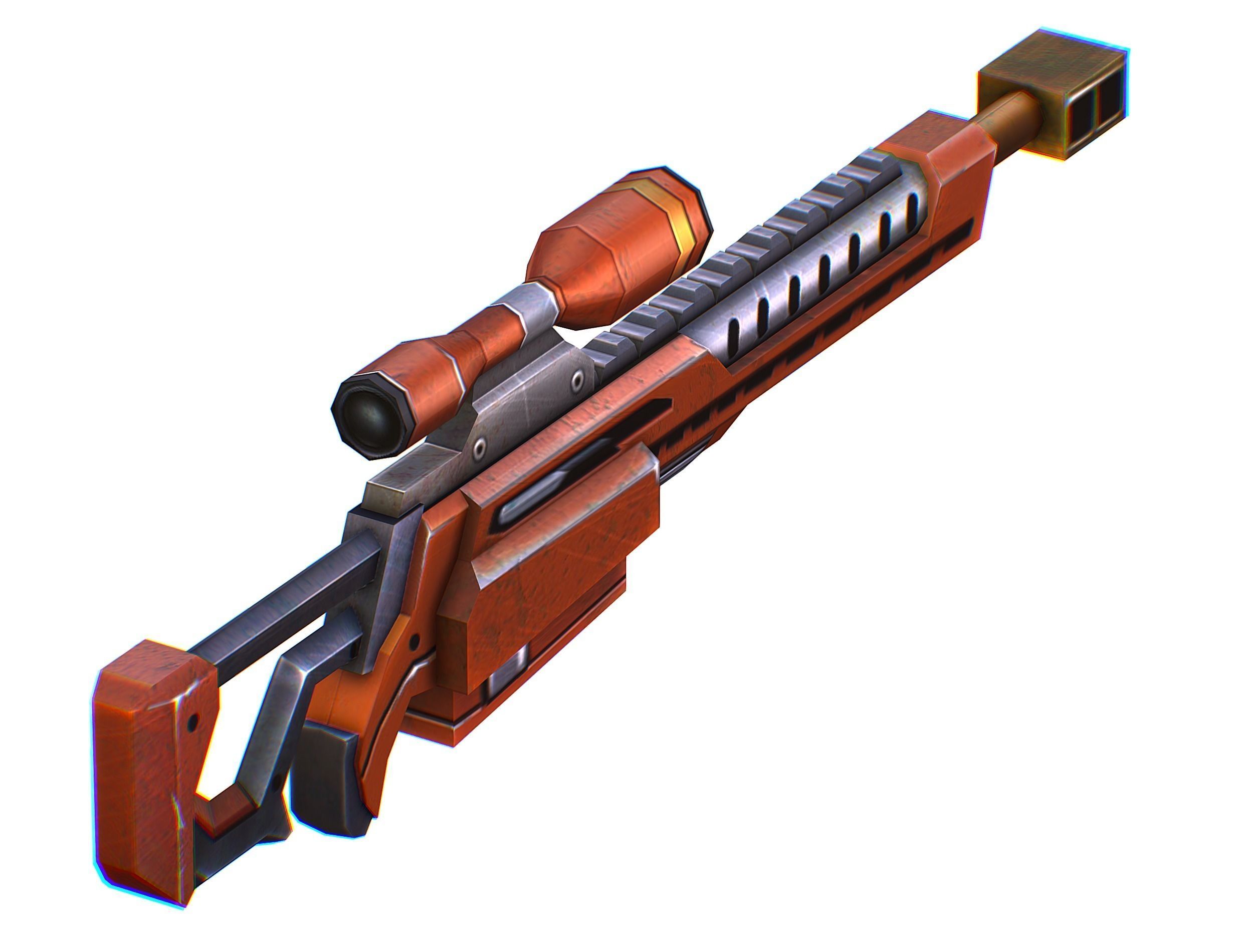 Sniper rifle of the future weapon barrel blaster laser arms Low-poly 3D model_39