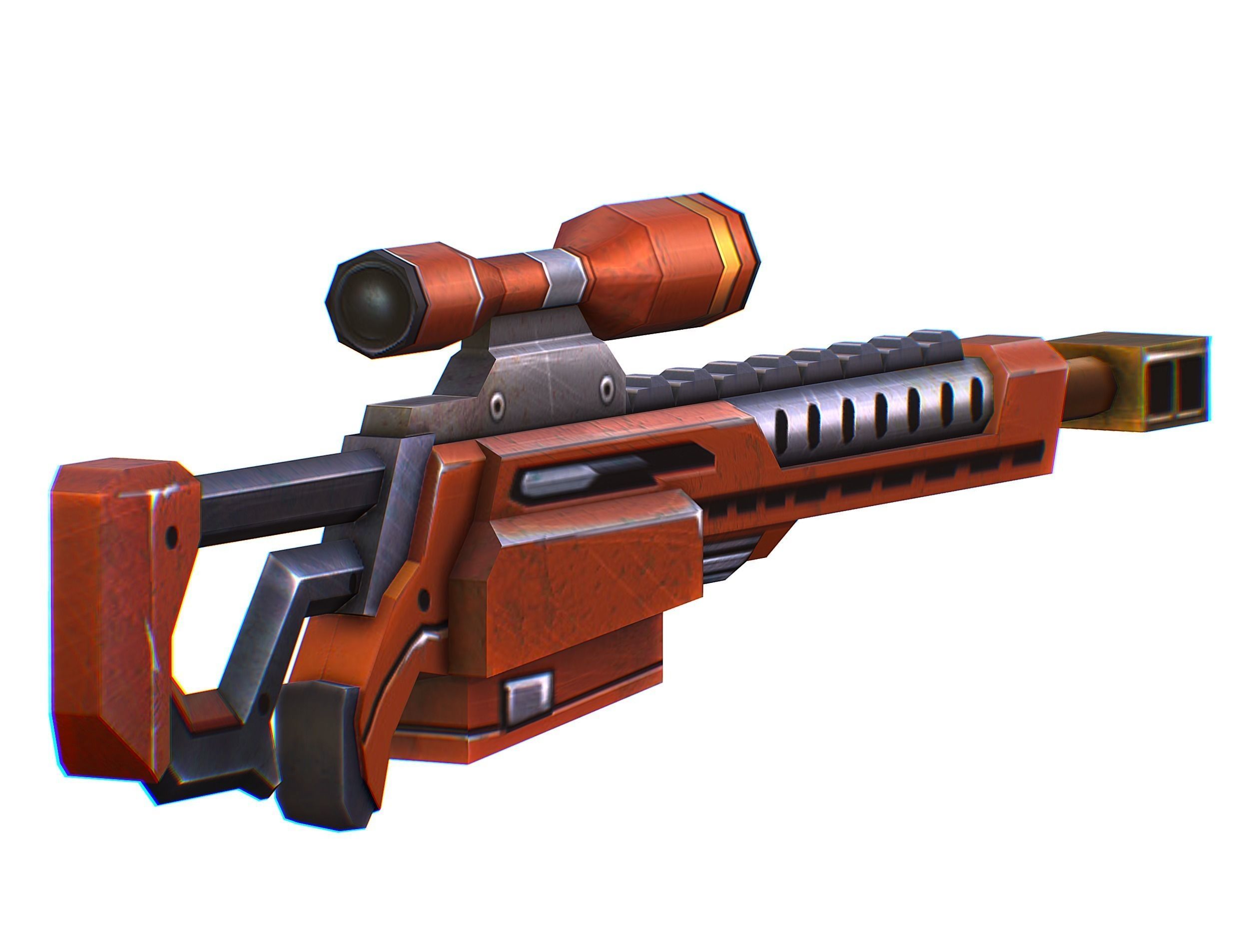 Sniper rifle of the future weapon barrel blaster laser arms Low-poly 3D model_7