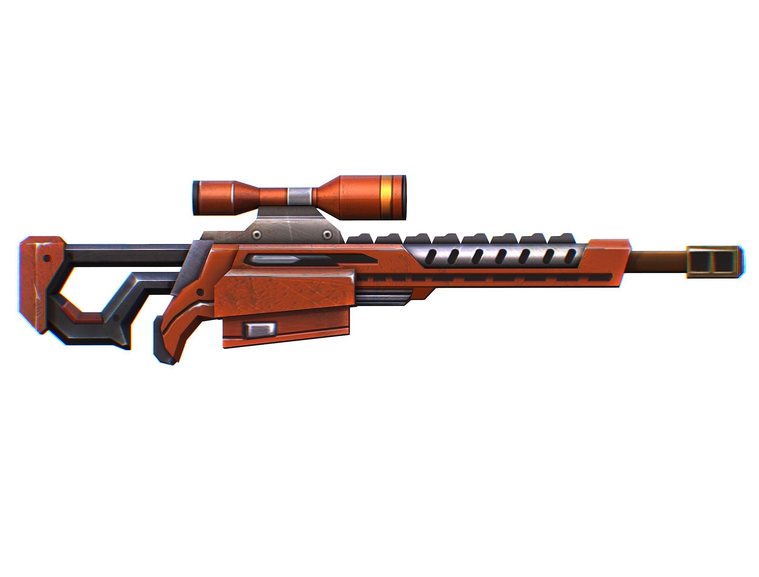 Sniper rifle of the future weapon barrel blaster laser arms Low-poly 3D model_41