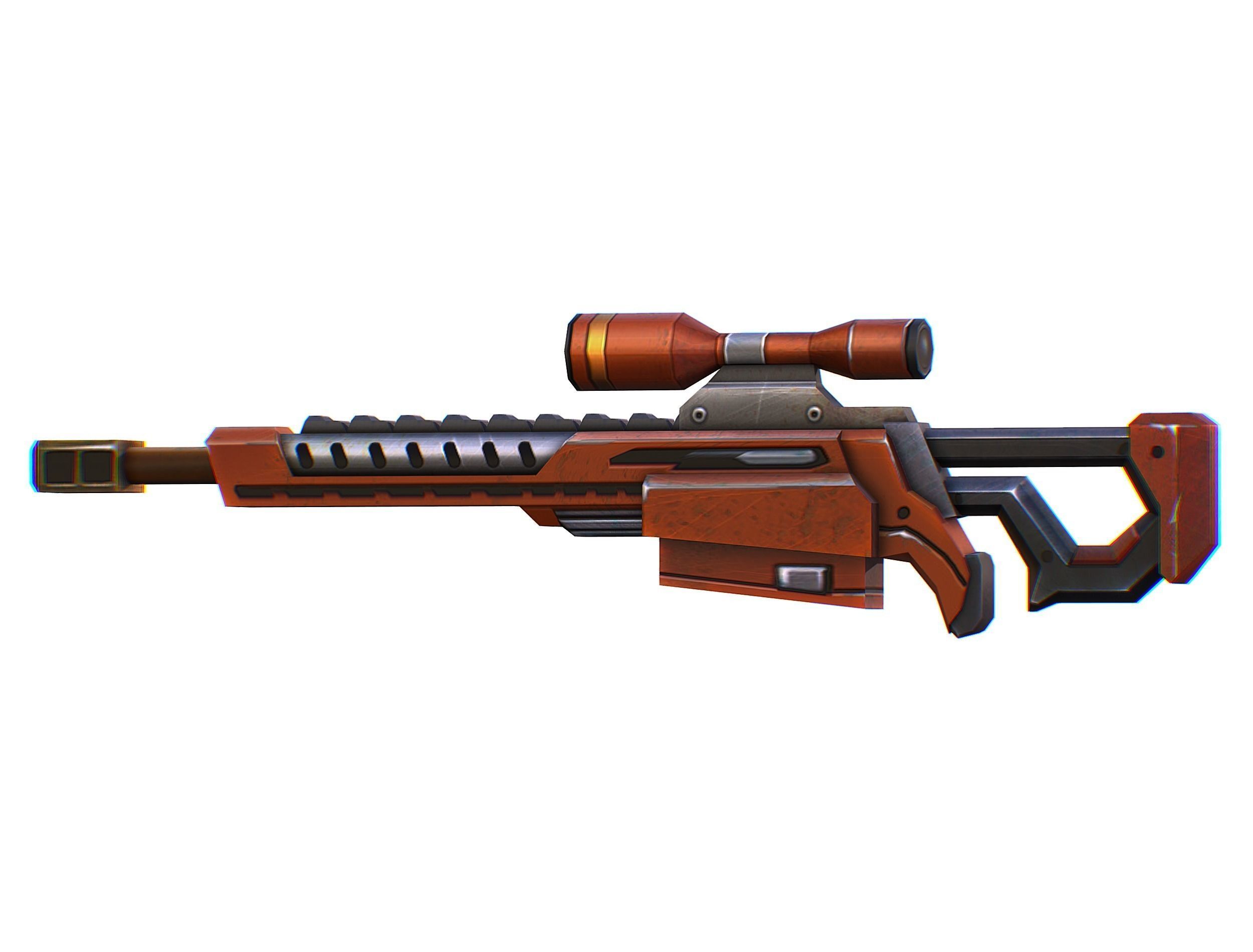 Sniper rifle of the future weapon barrel blaster laser arms Low-poly 3D model_21