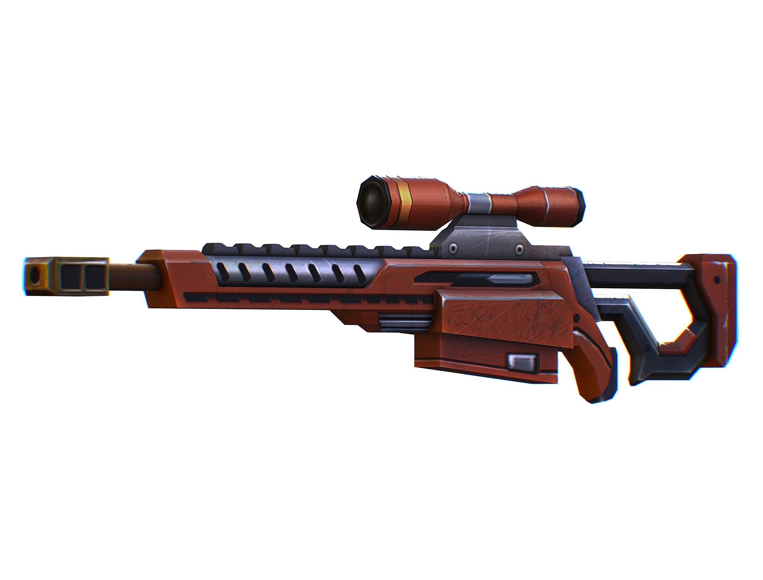 Sniper rifle of the future weapon barrel blaster laser arms Low-poly 3D model_24