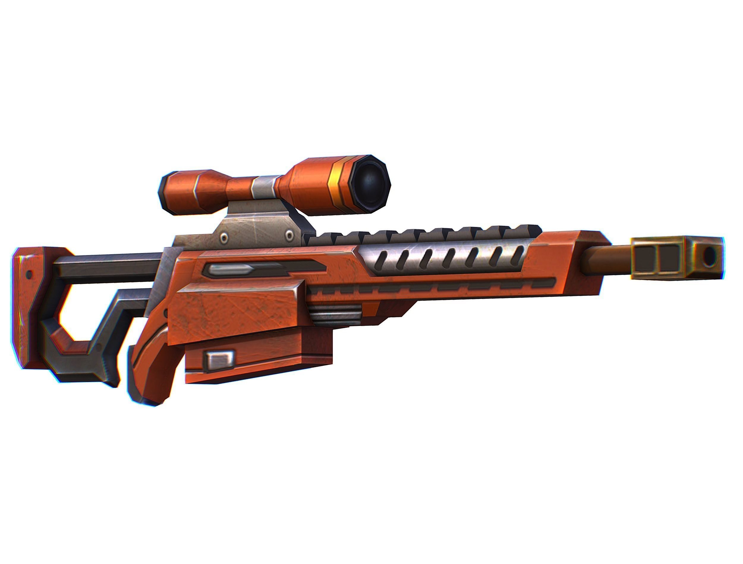 Sniper rifle of the future weapon barrel blaster laser arms Low-poly 3D model_35