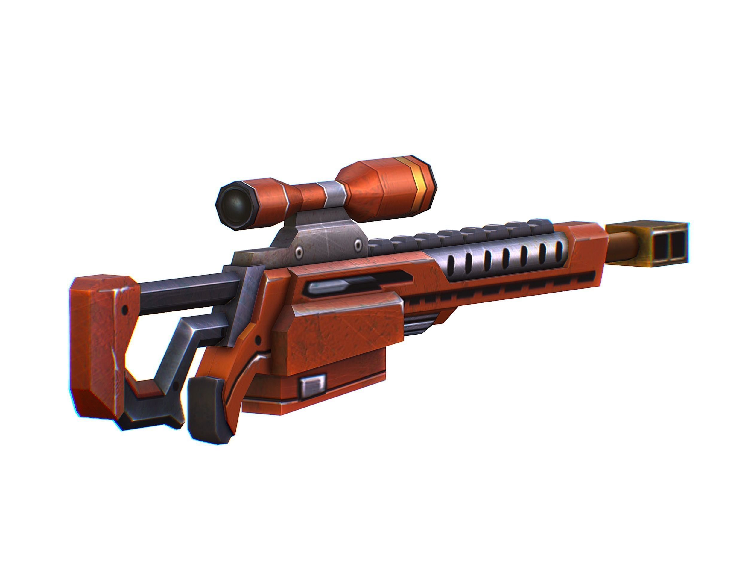 Sniper rifle of the future weapon barrel blaster laser arms Low-poly 3D model_6