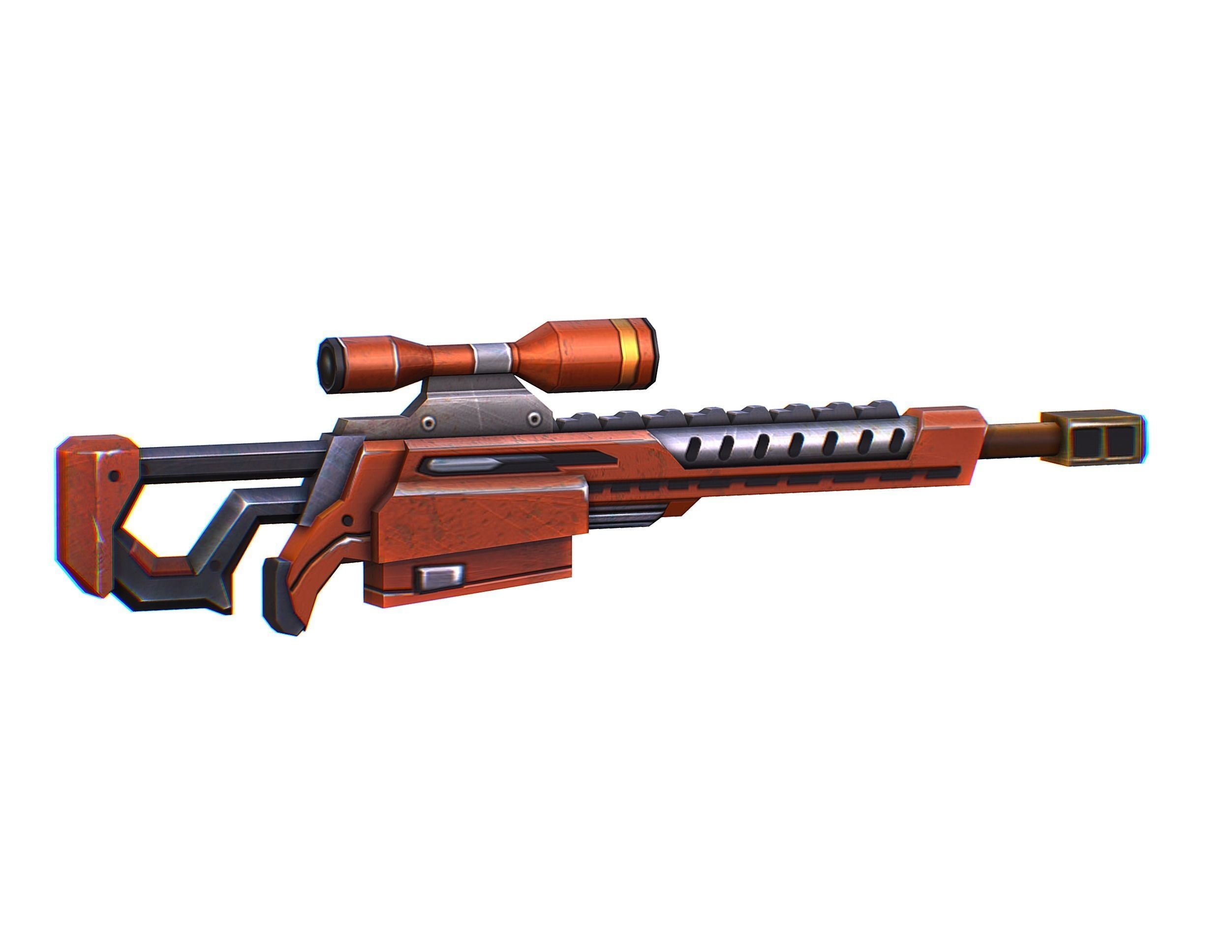 Sniper rifle of the future weapon barrel blaster laser arms Low-poly 3D model_3