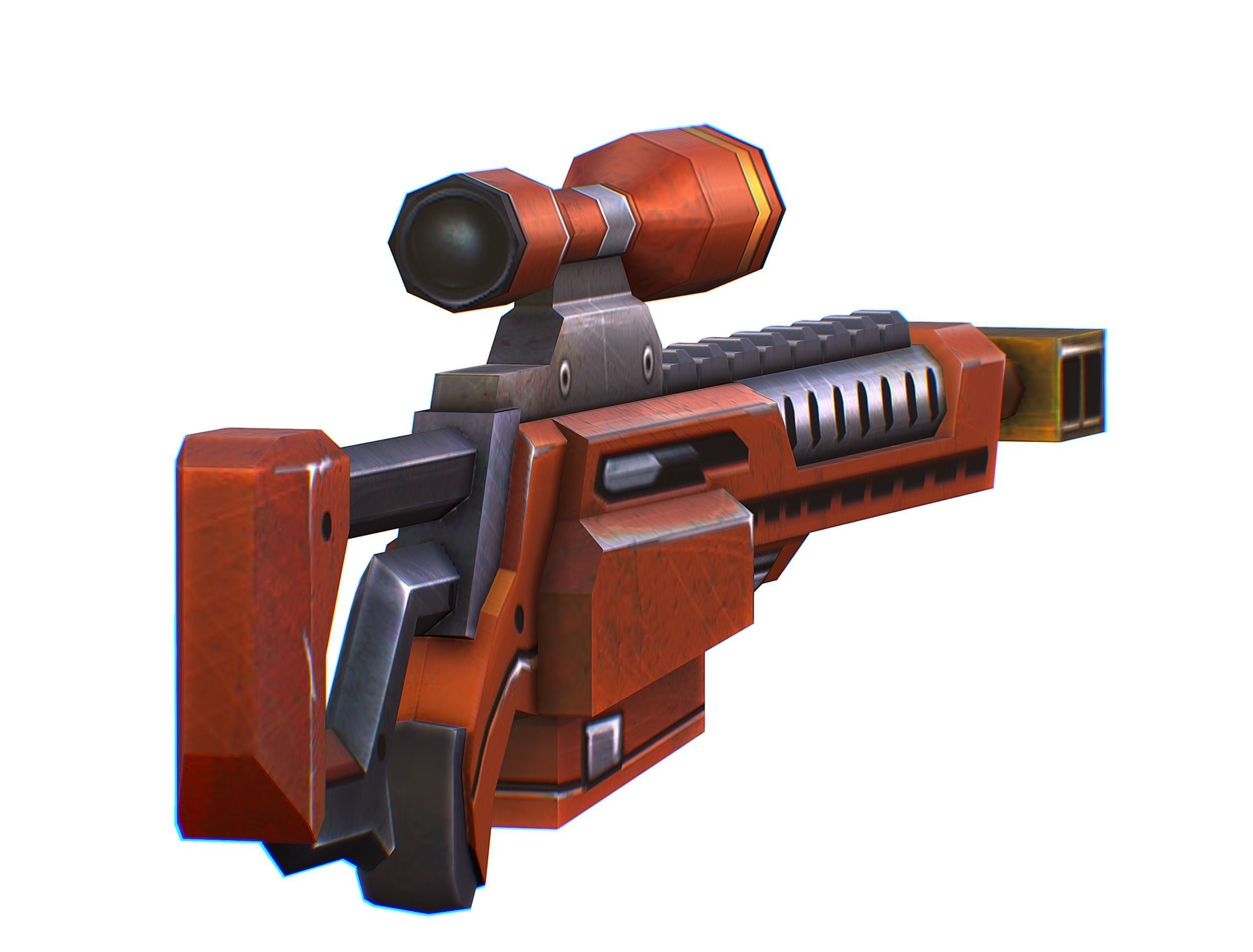 Sniper rifle of the future weapon barrel blaster laser arms Low-poly 3D model_9