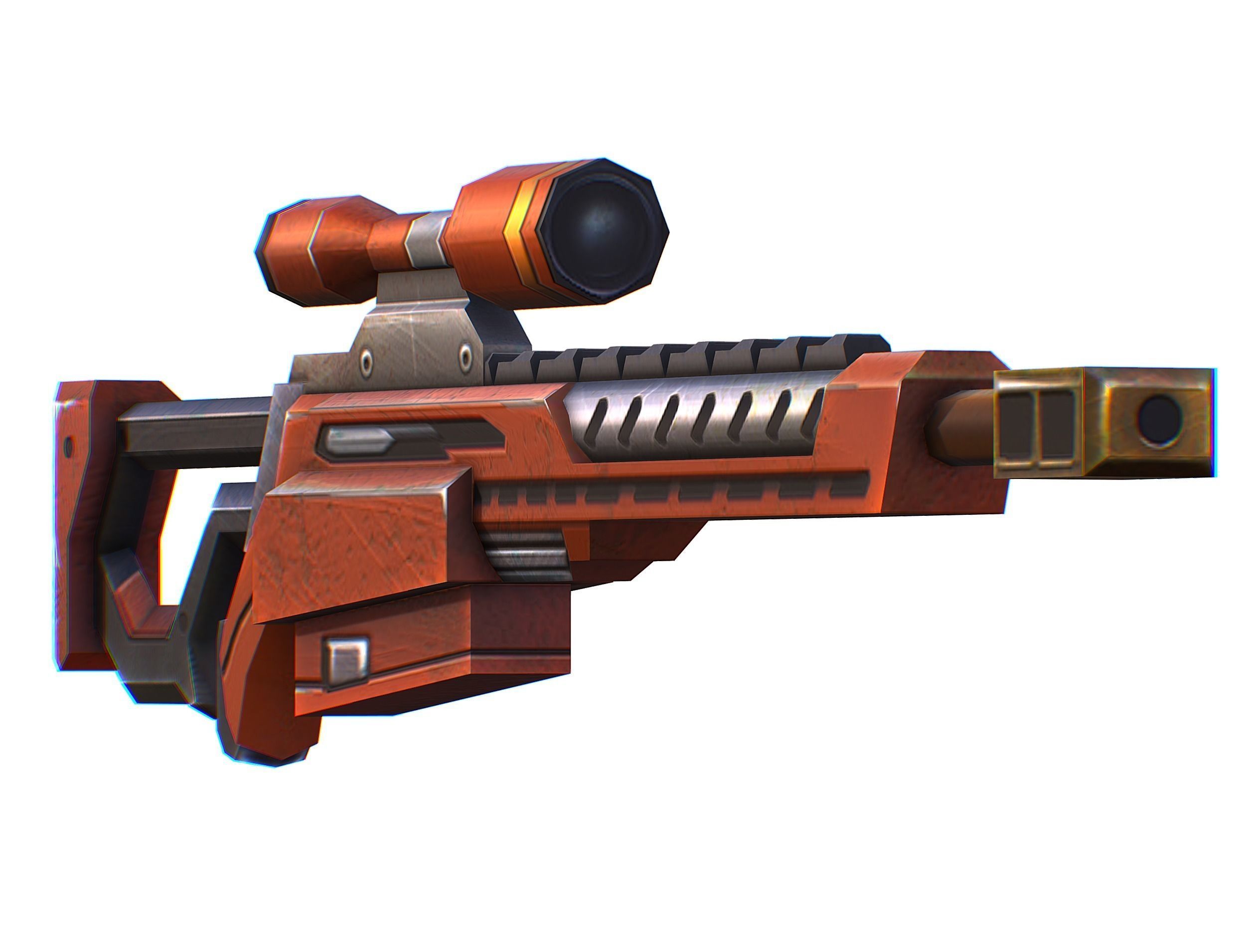 Sniper rifle of the future weapon barrel blaster laser arms Low-poly 3D model_32