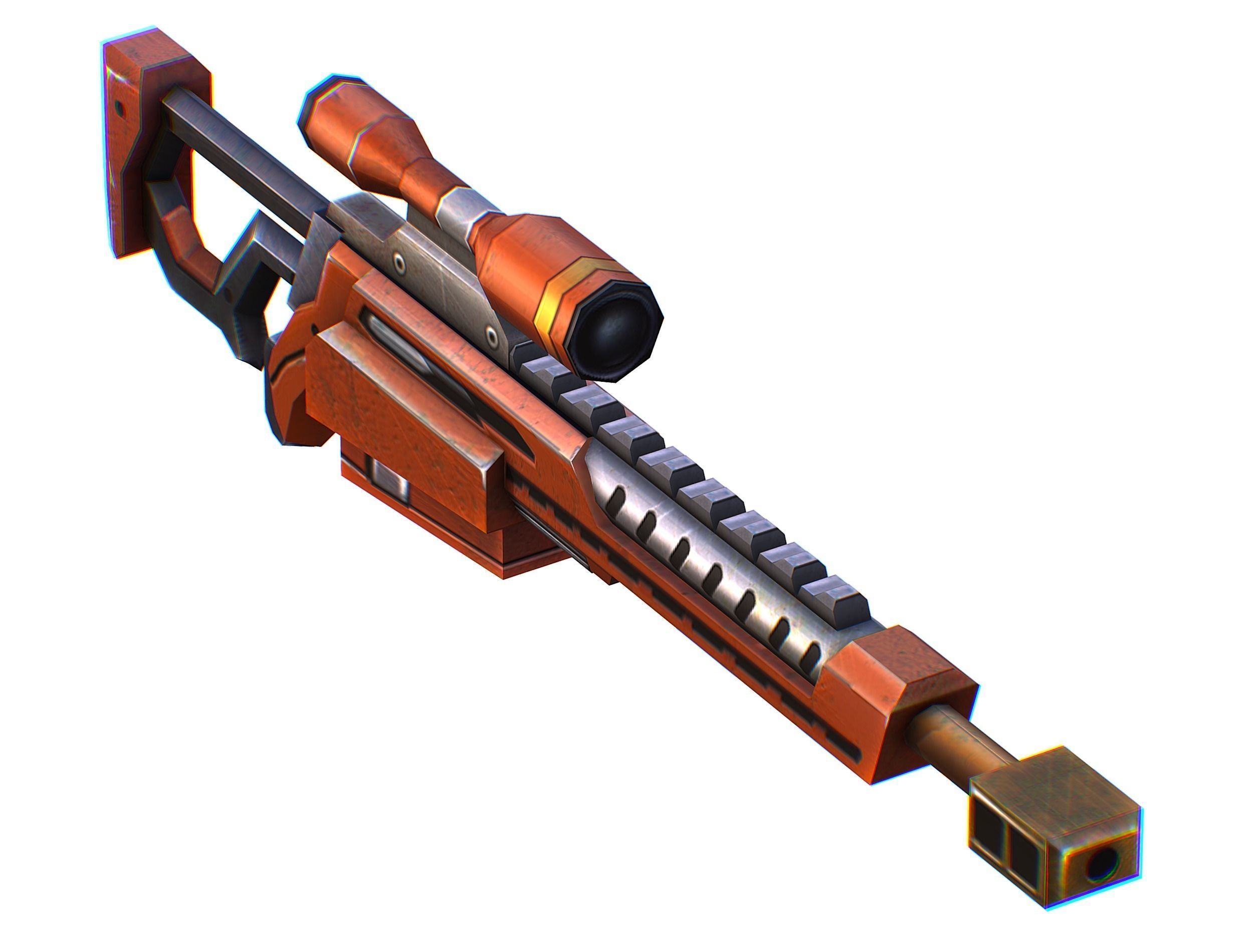 Sniper rifle of the future weapon barrel blaster laser arms Low-poly 3D model_36