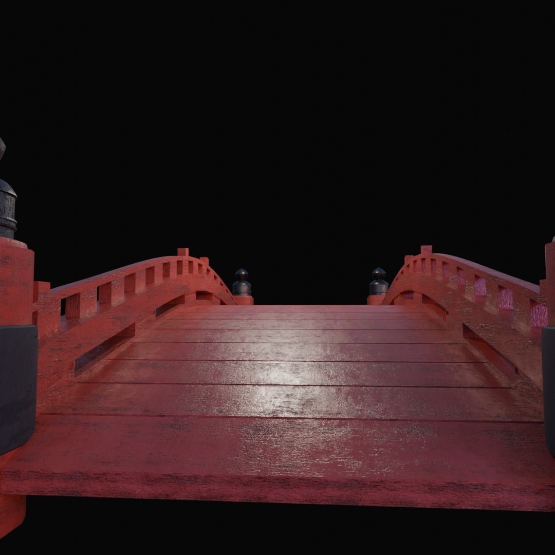 Japanese bridge Low-poly 3D model_2