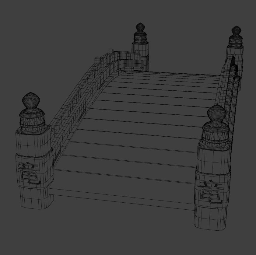 Japanese bridge Low-poly 3D model_1