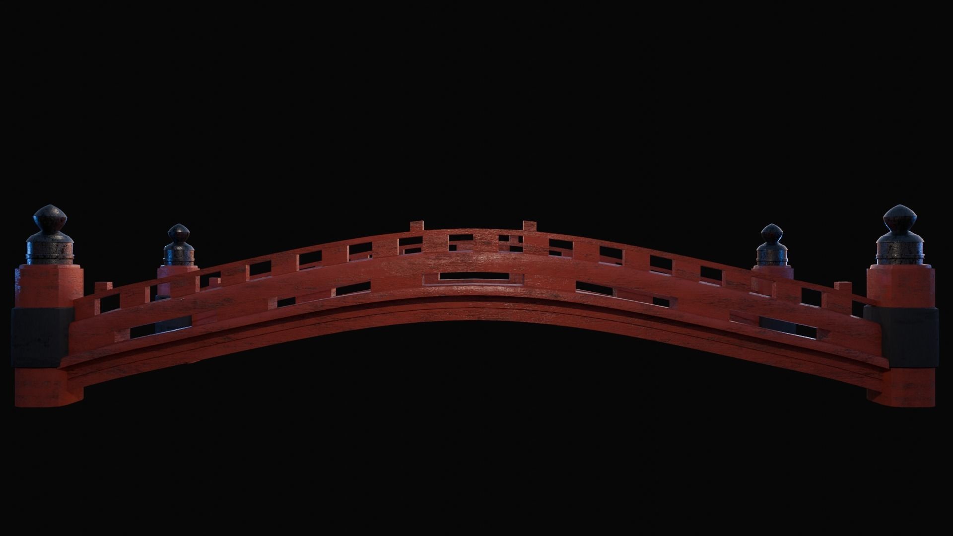 Japanese bridge Low-poly 3D model_3