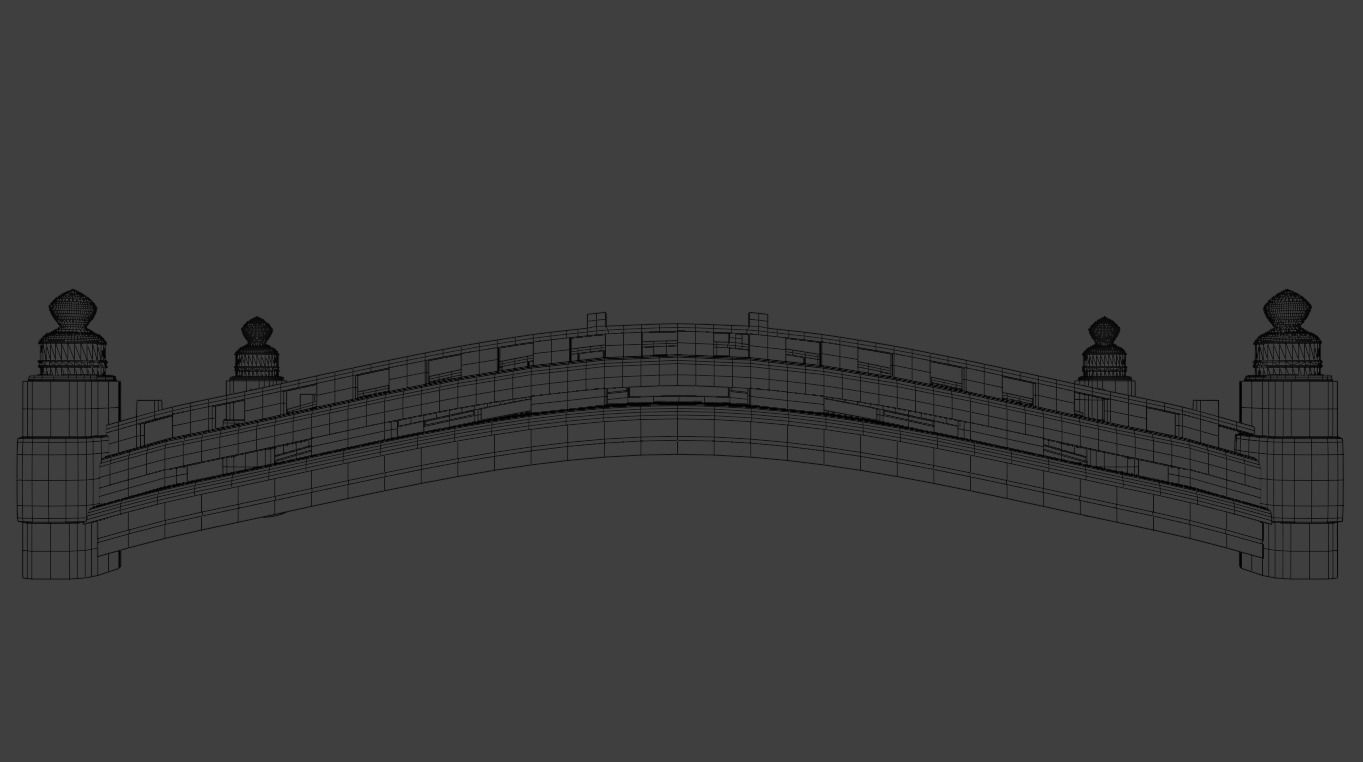 Japanese bridge Low-poly 3D model_4