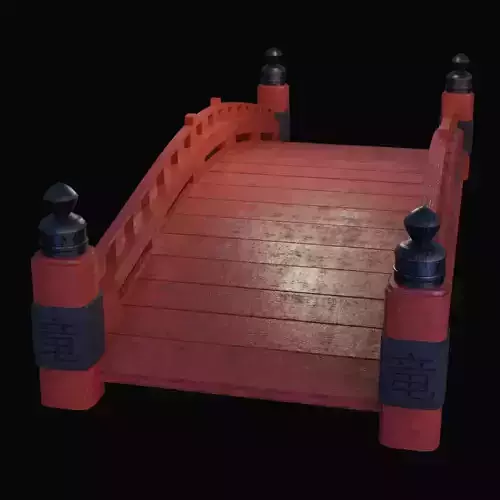 Japanese bridge Low-poly 3D model