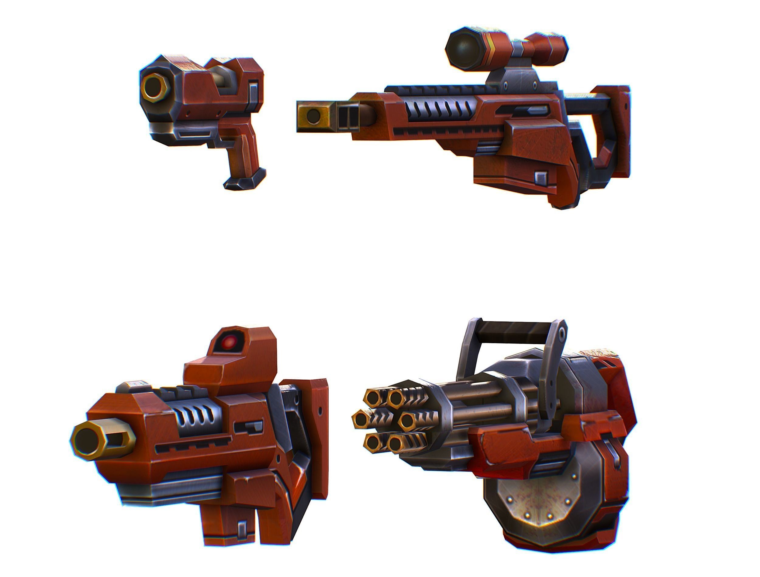 Weapons Set 4 Gun Pistol Assault rifle Sniper rifle machine gun 3D Model Collection_11