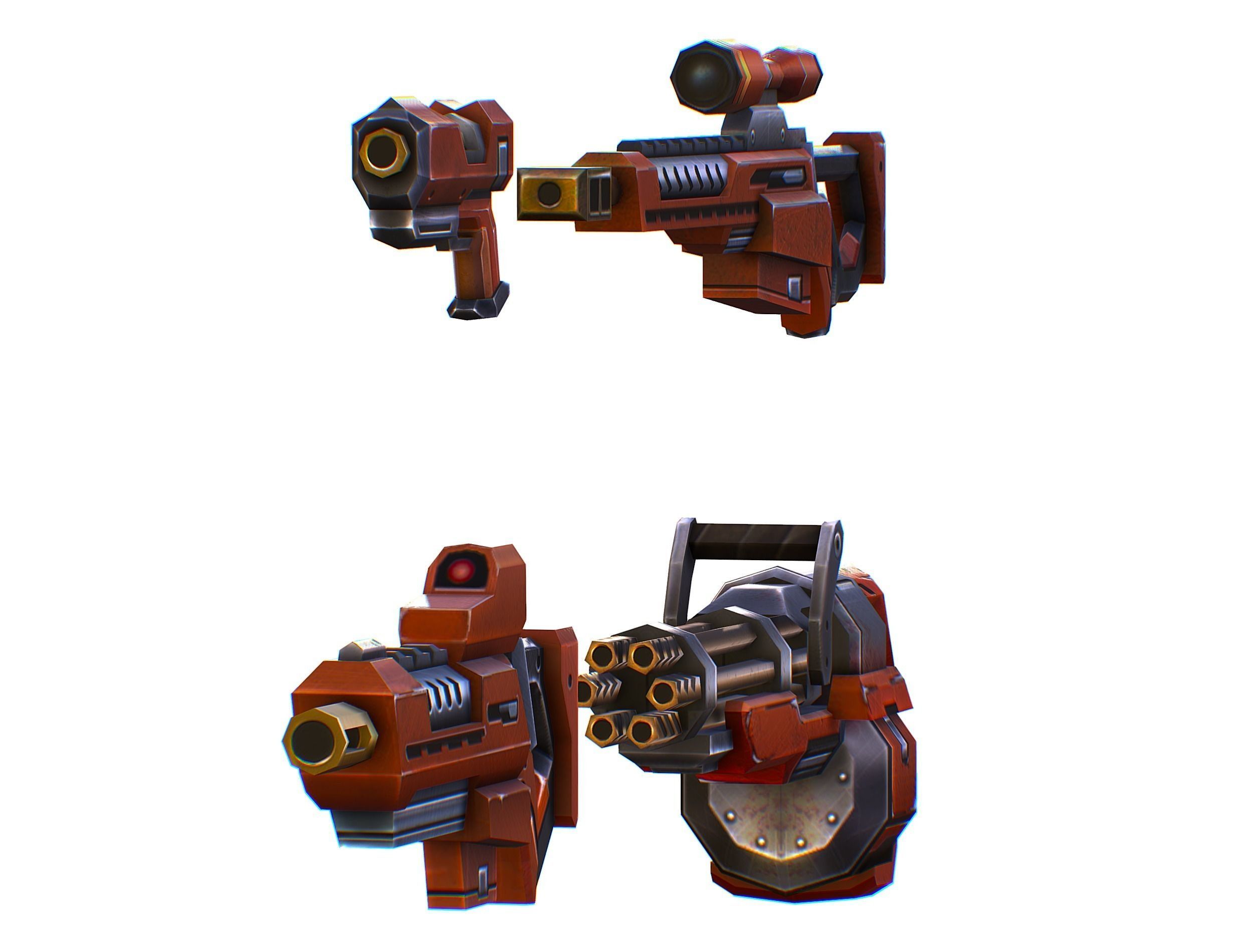 Weapons Set 4 Gun Pistol Assault rifle Sniper rifle machine gun 3D Model Collection_10