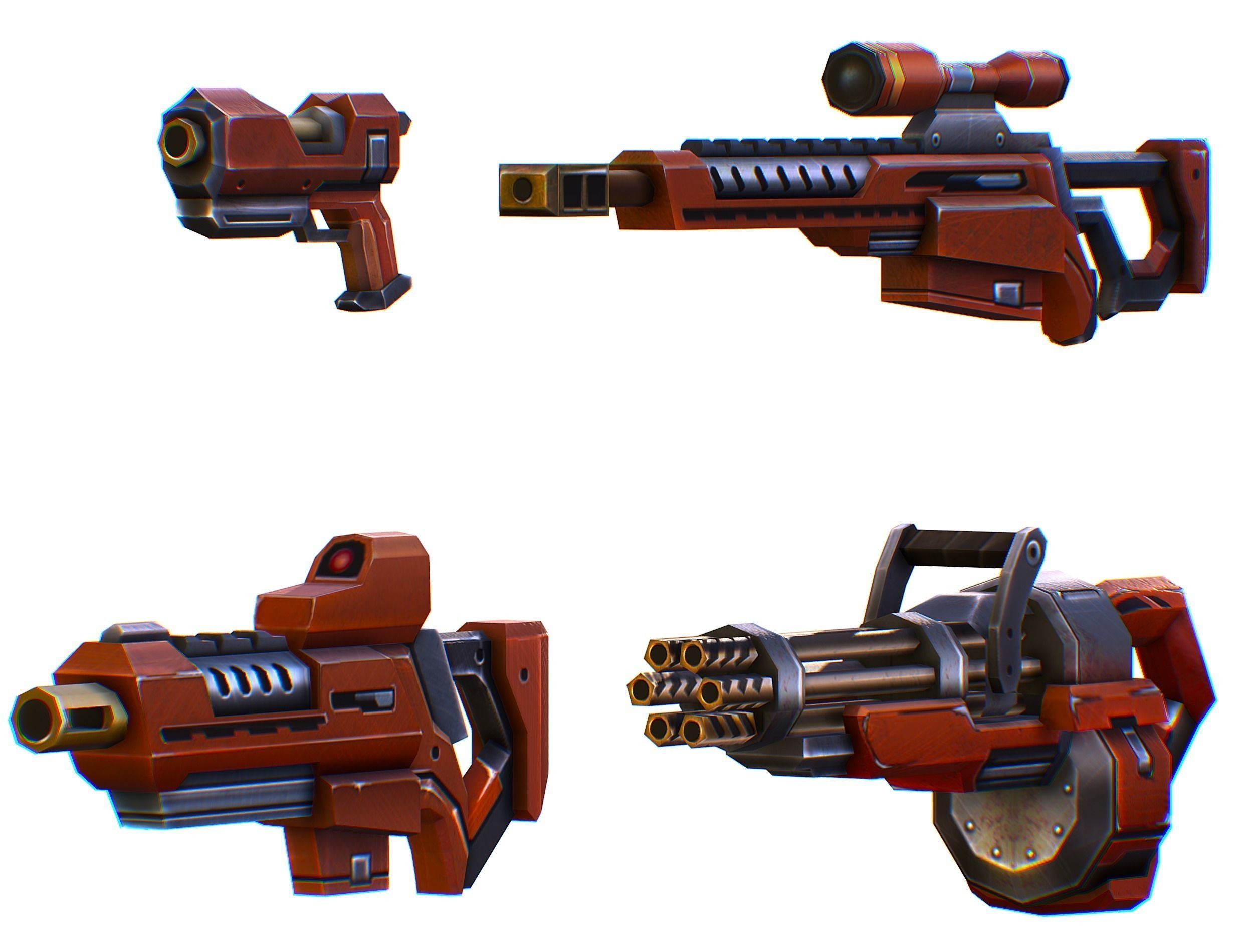 Weapons Set 4 Gun Pistol Assault rifle Sniper rifle machine gun 3D Model Collection_13