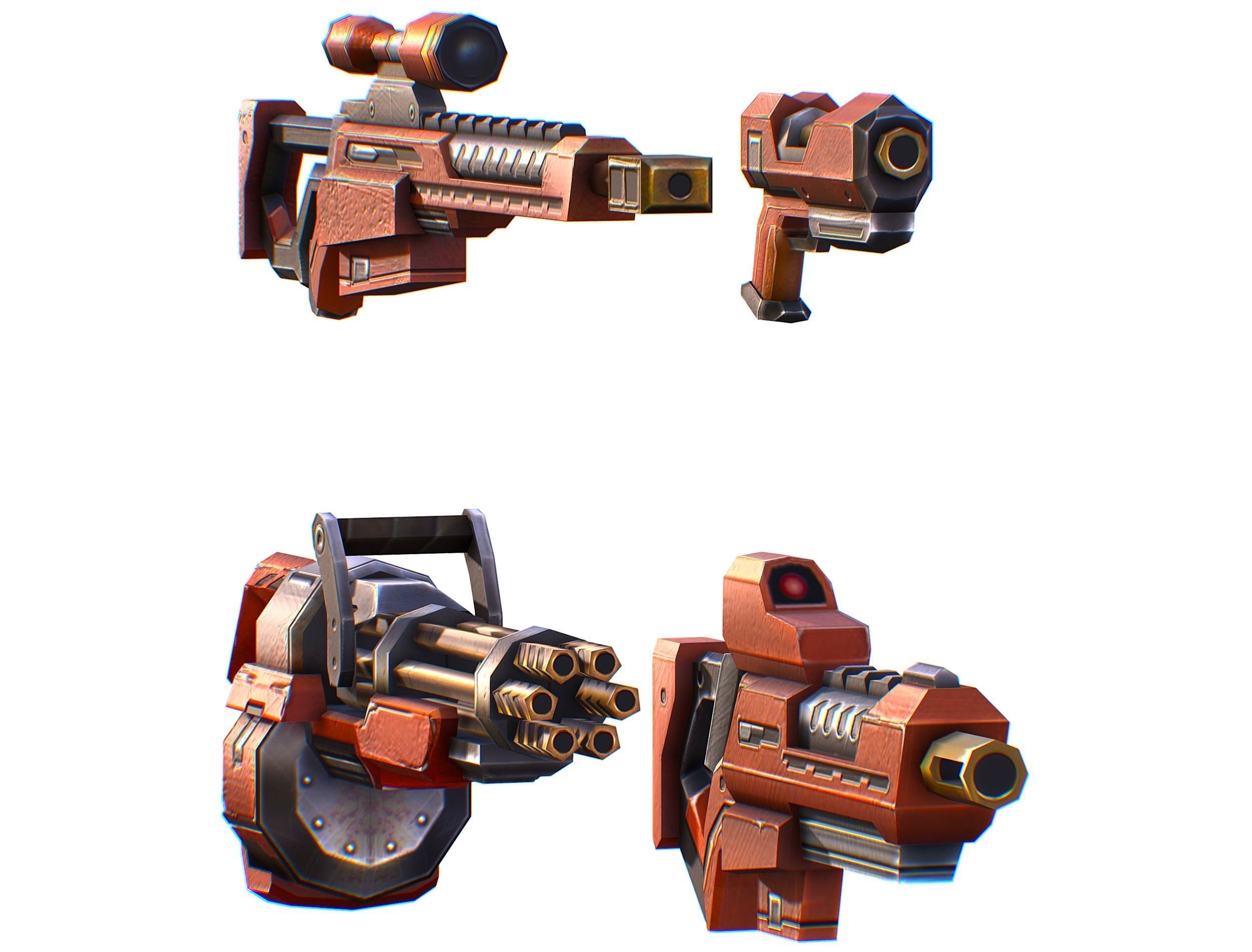 Weapons Set 4 Gun Pistol Assault rifle Sniper rifle machine gun 3D Model Collection_8