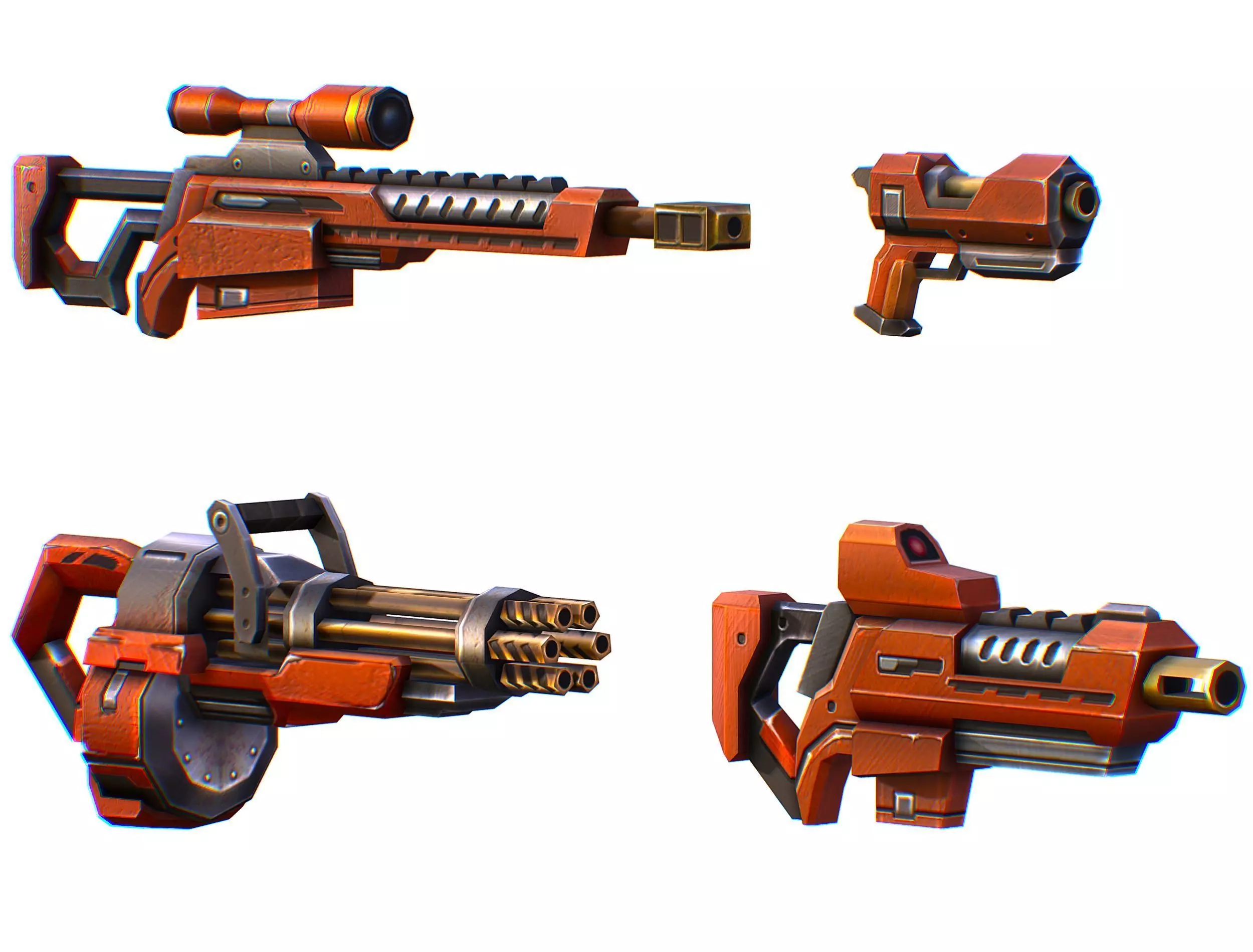 Weapons Set 4 Gun Pistol Assault rifle Sniper rifle machine gun 3D Model Collection_0