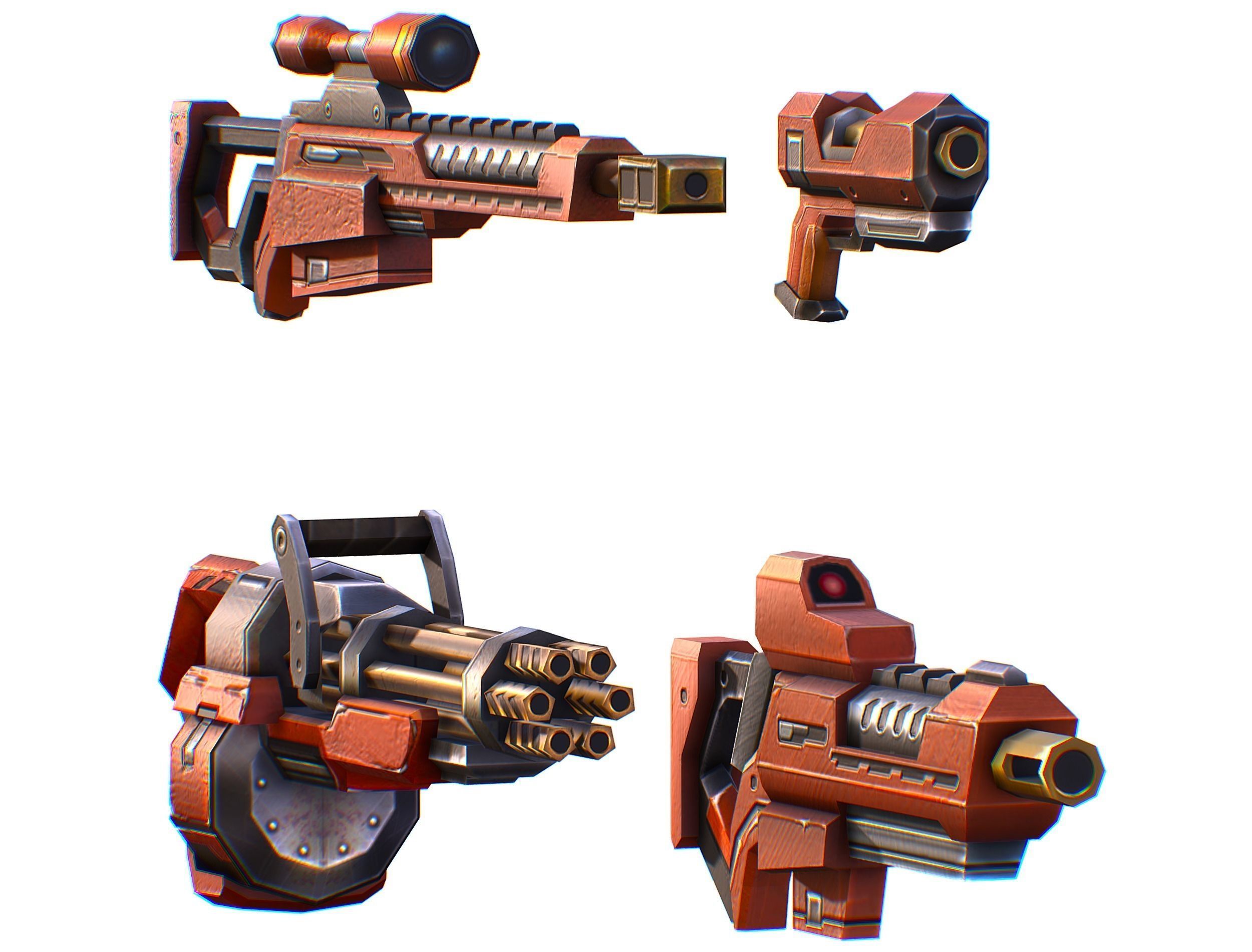 Weapons Set 4 Gun Pistol Assault rifle Sniper rifle machine gun 3D Model Collection_7