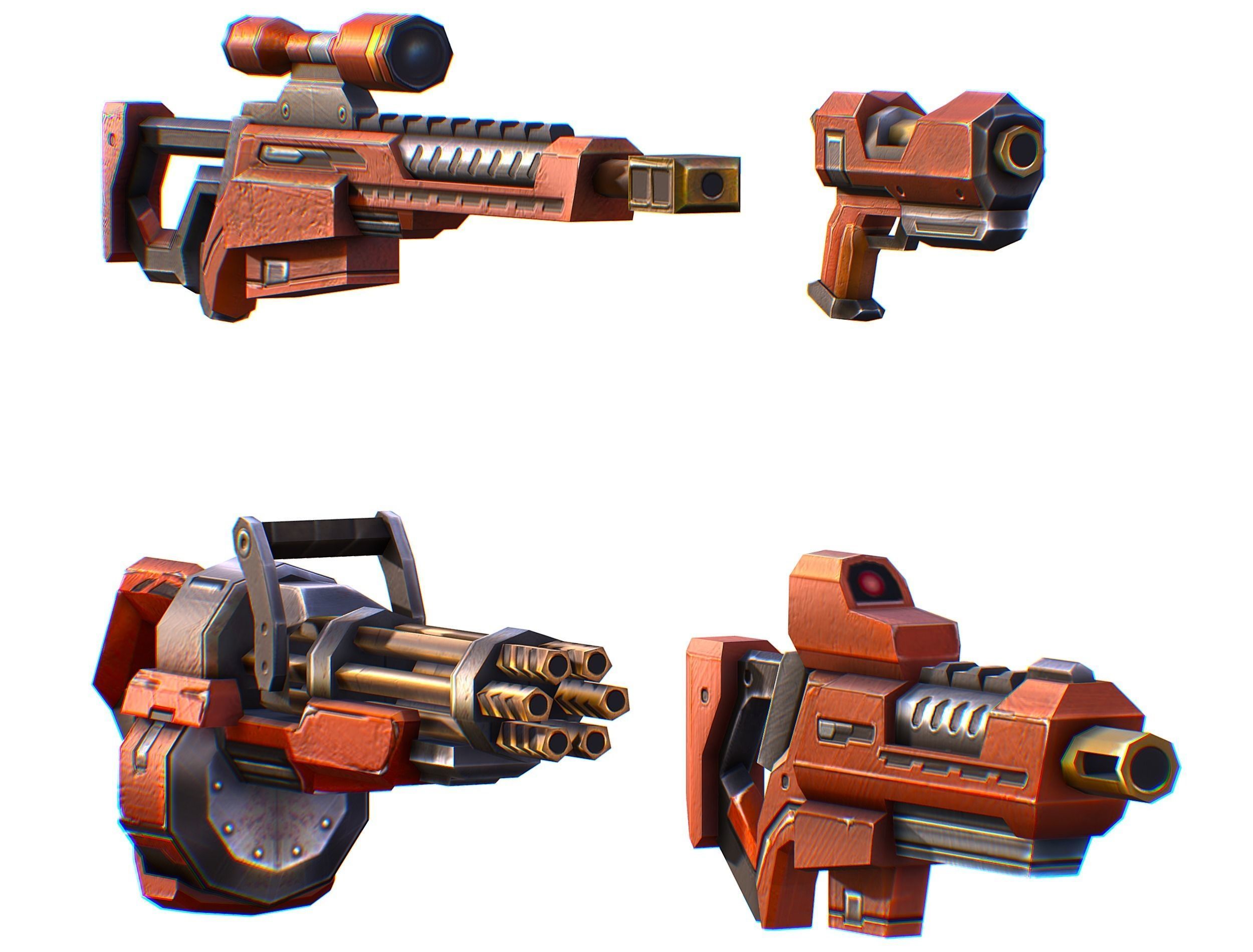 Weapons Set 4 Gun Pistol Assault rifle Sniper rifle machine gun 3D Model Collection_6