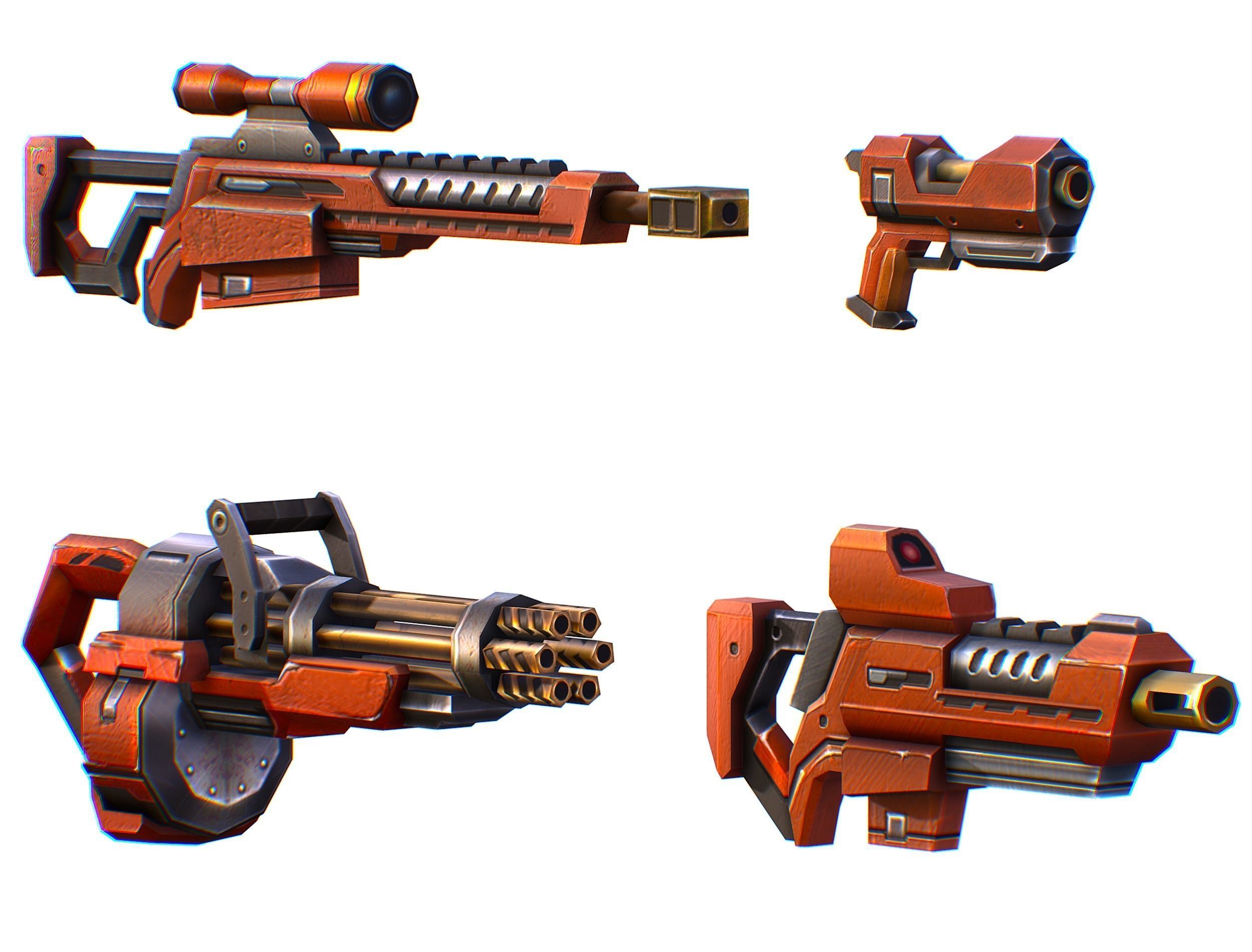 Weapons Set 4 Gun Pistol Assault rifle Sniper rifle machine gun 3D Model Collection_4