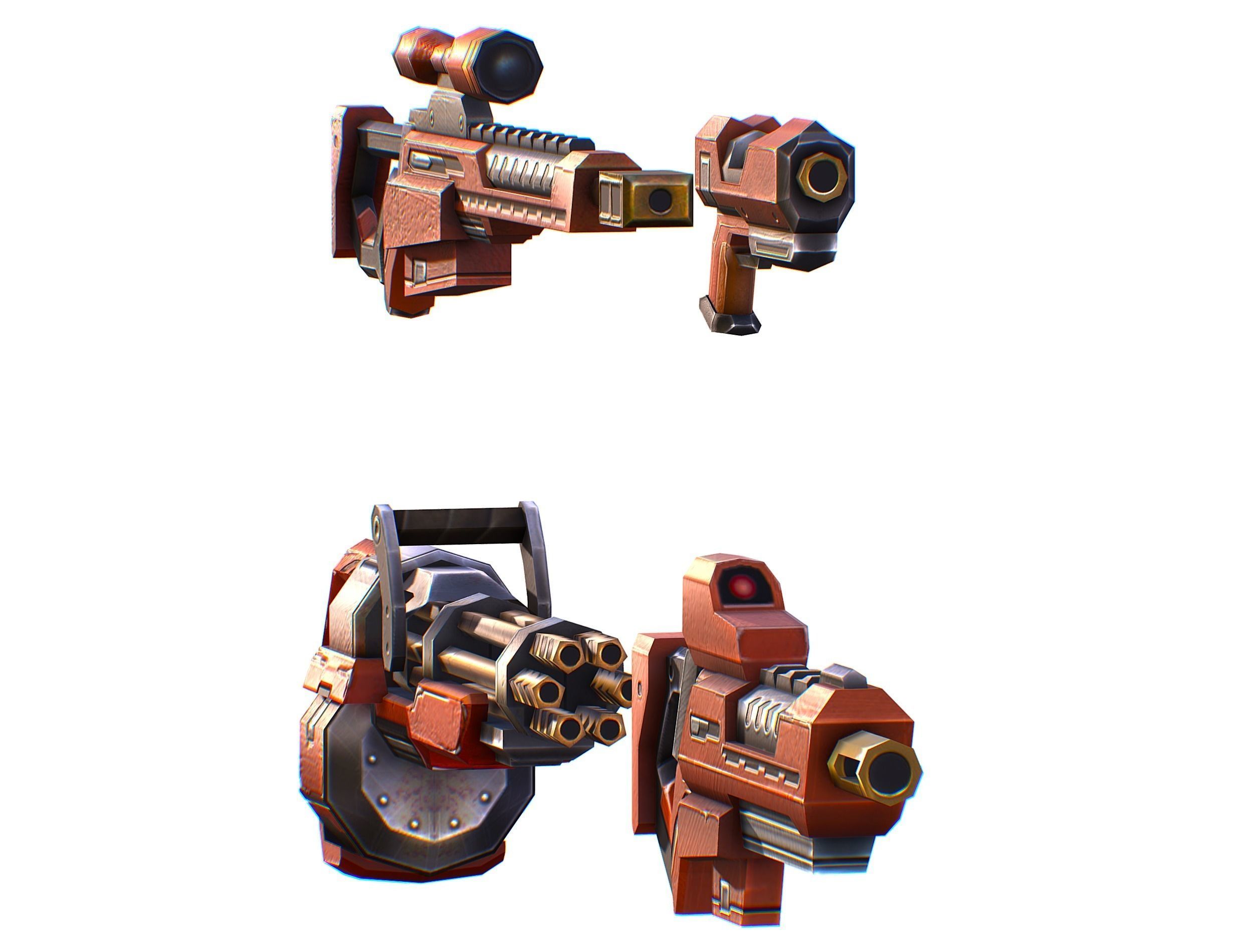 Weapons Set 4 Gun Pistol Assault rifle Sniper rifle machine gun 3D Model Collection_9