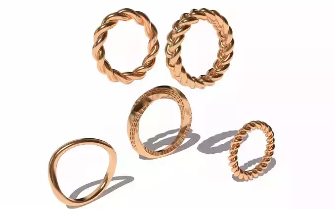 A collection of  twisted rings braided rings rope rings