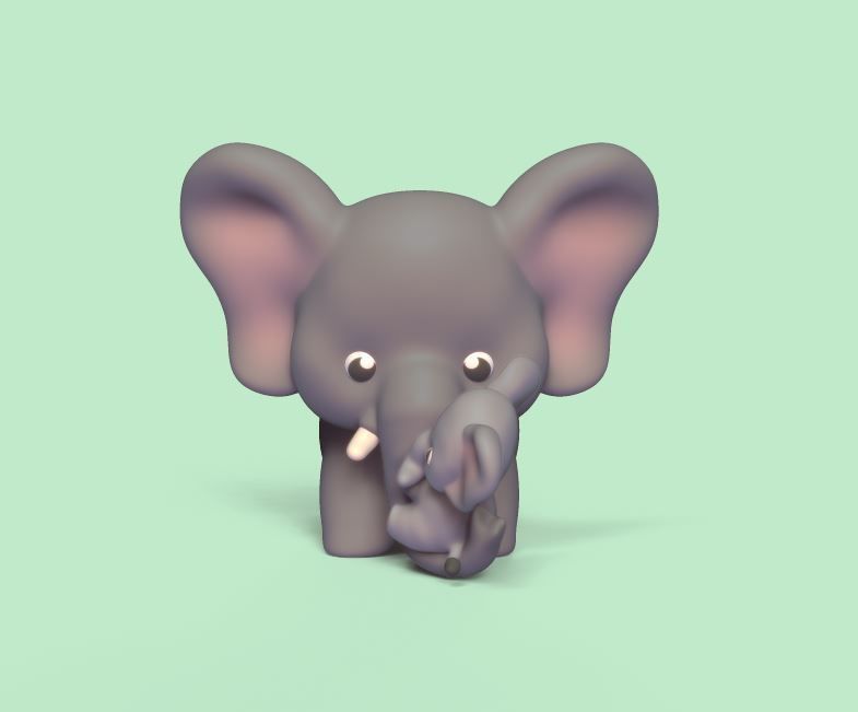 Elephant and Calf 3D print model_3