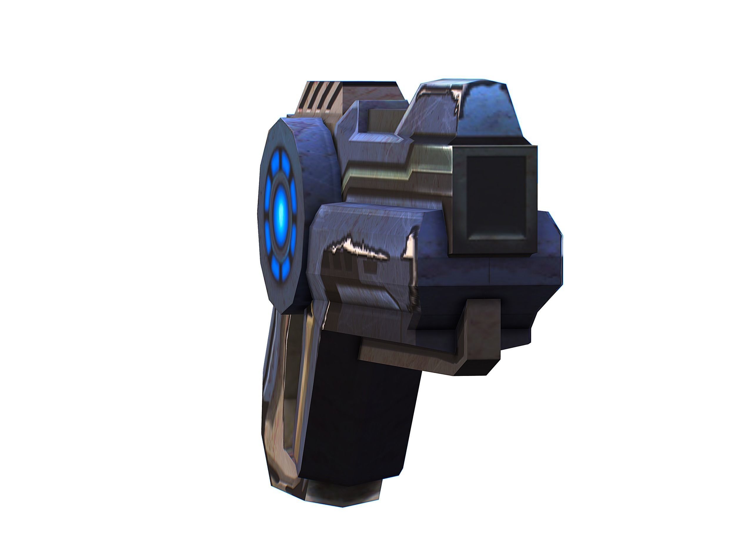 Cartoon Gun Blaster Barrel Nagan Nuff Pistol Revolver Cannon Low-poly 3D model_5