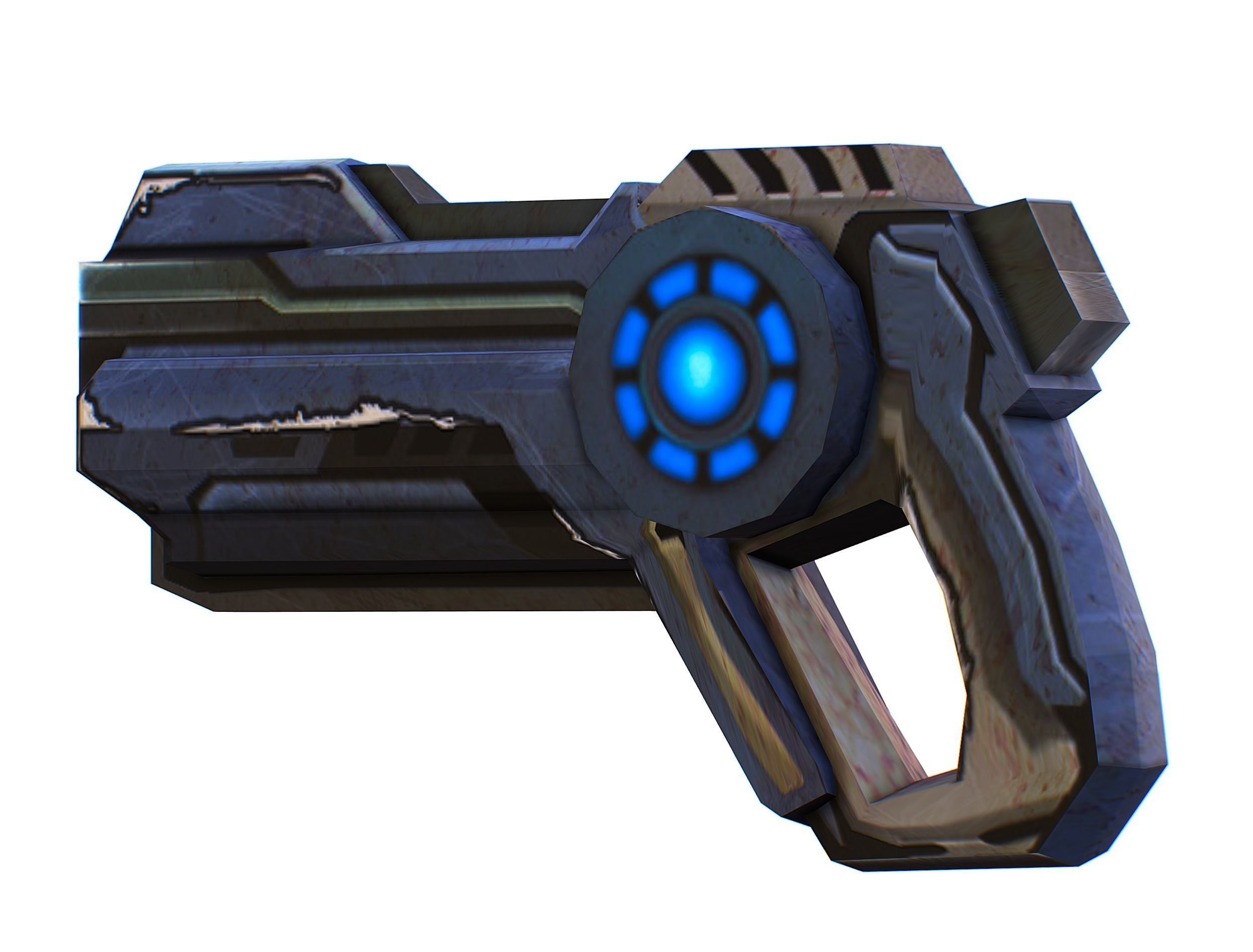 Cartoon Gun Blaster Barrel Nagan Nuff Pistol Revolver Cannon Low-poly 3D model_20