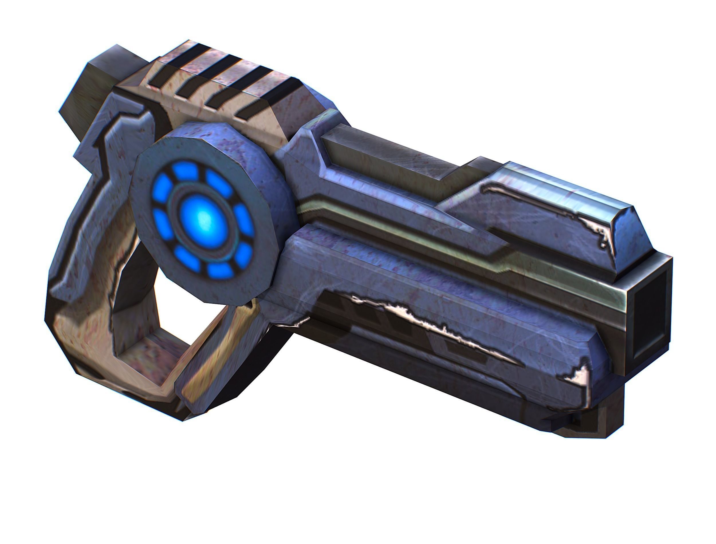 Cartoon Gun Blaster Barrel Nagan Nuff Pistol Revolver Cannon Low-poly 3D model_33