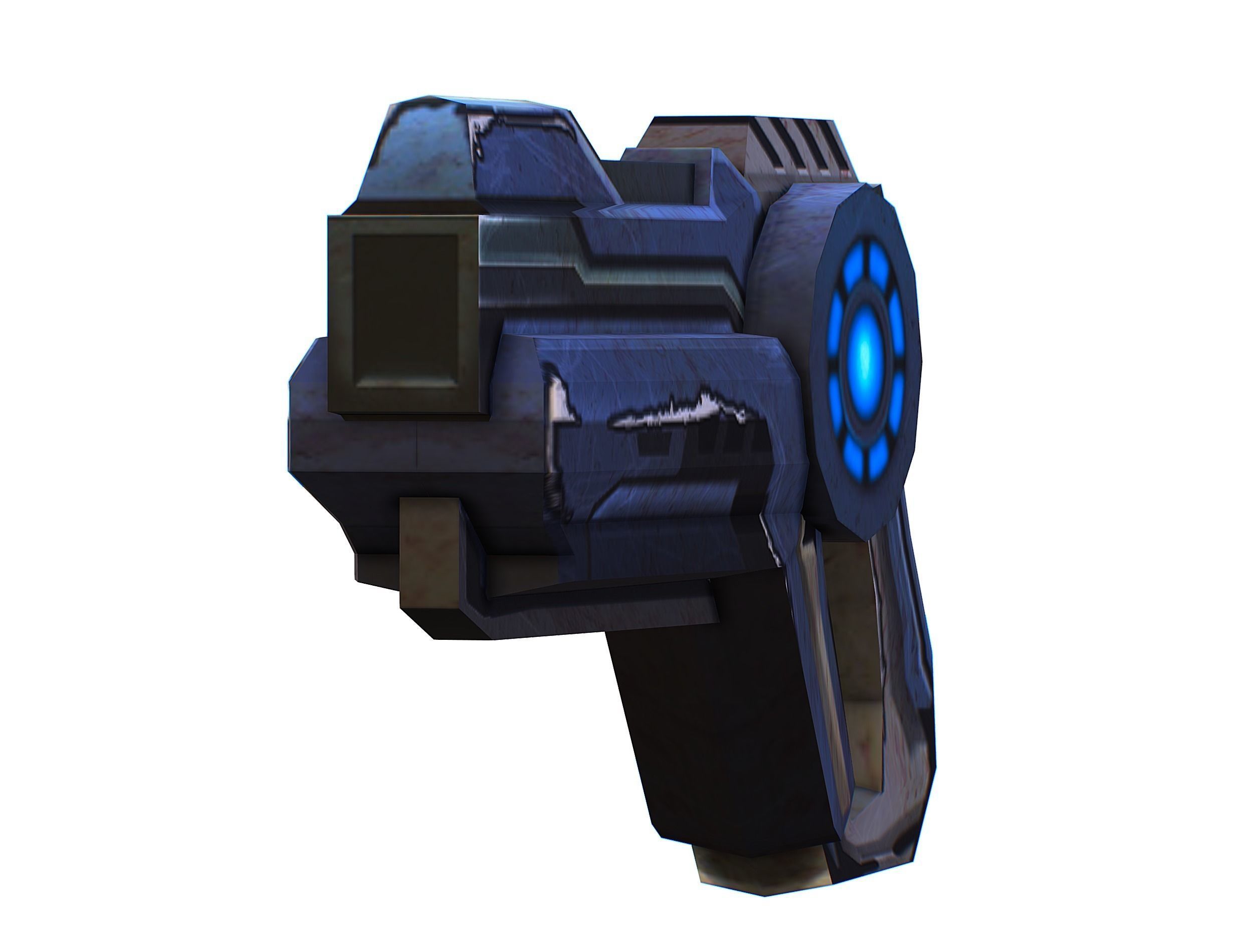 Cartoon Gun Blaster Barrel Nagan Nuff Pistol Revolver Cannon Low-poly 3D model_10