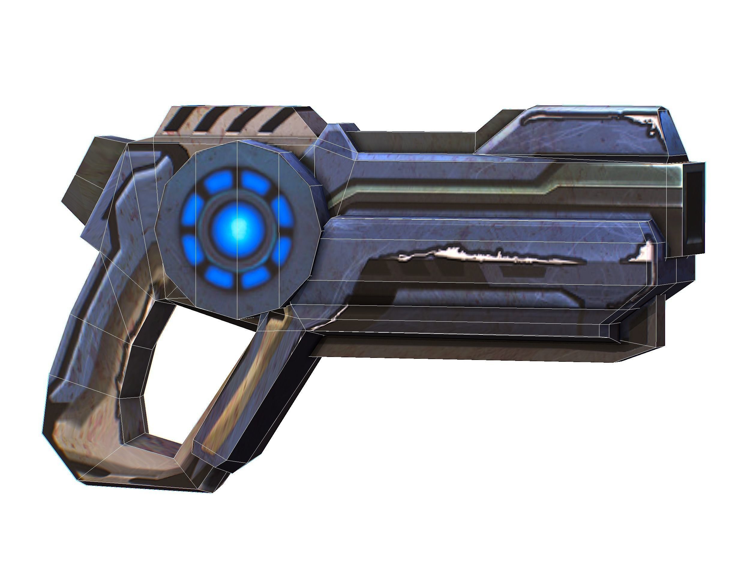 Cartoon Gun Blaster Barrel Nagan Nuff Pistol Revolver Cannon Low-poly 3D model_41