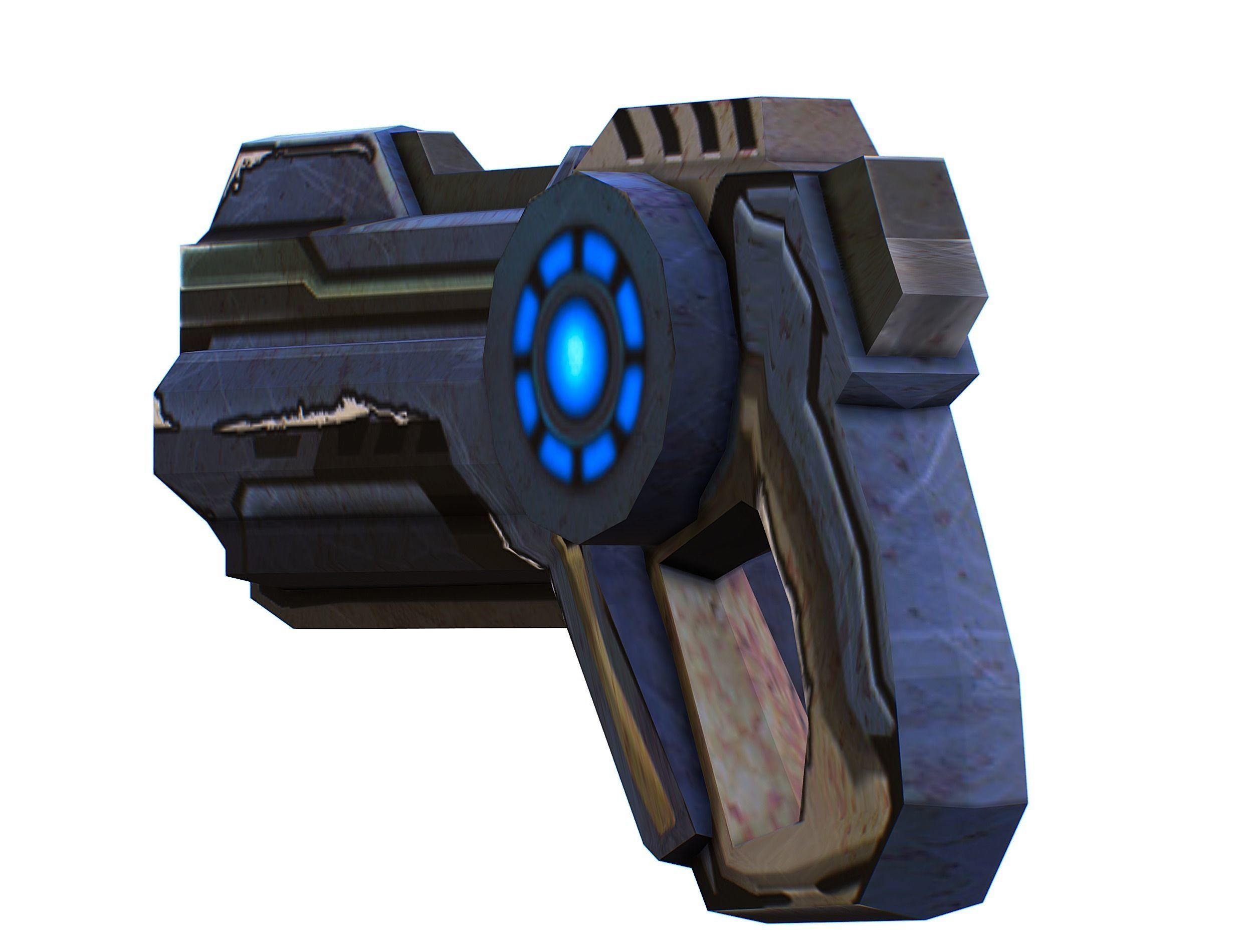 Cartoon Gun Blaster Barrel Nagan Nuff Pistol Revolver Cannon Low-poly 3D model_22