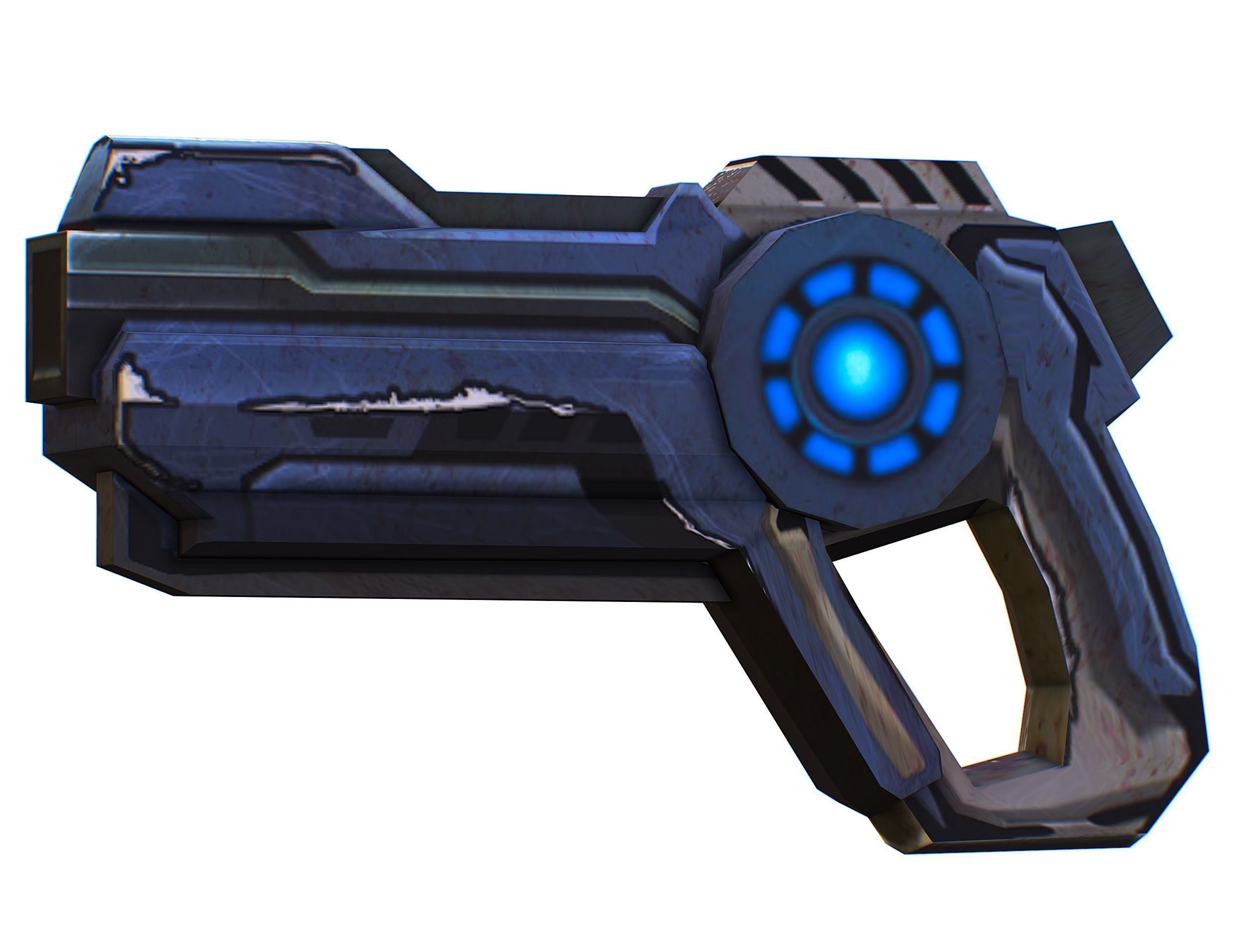 Cartoon Gun Blaster Barrel Nagan Nuff Pistol Revolver Cannon Low-poly 3D model_15