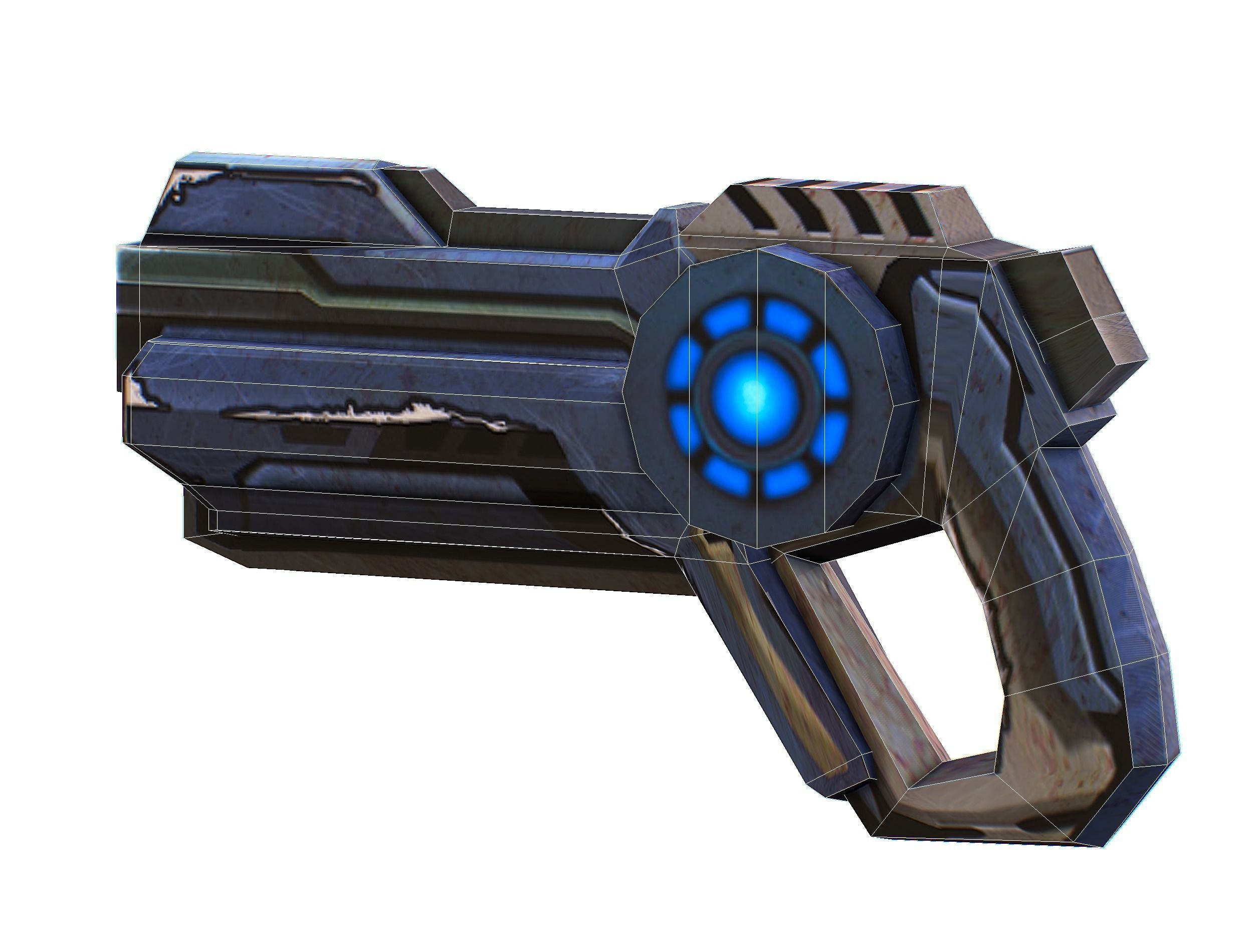 Cartoon Gun Blaster Barrel Nagan Nuff Pistol Revolver Cannon Low-poly 3D model_43