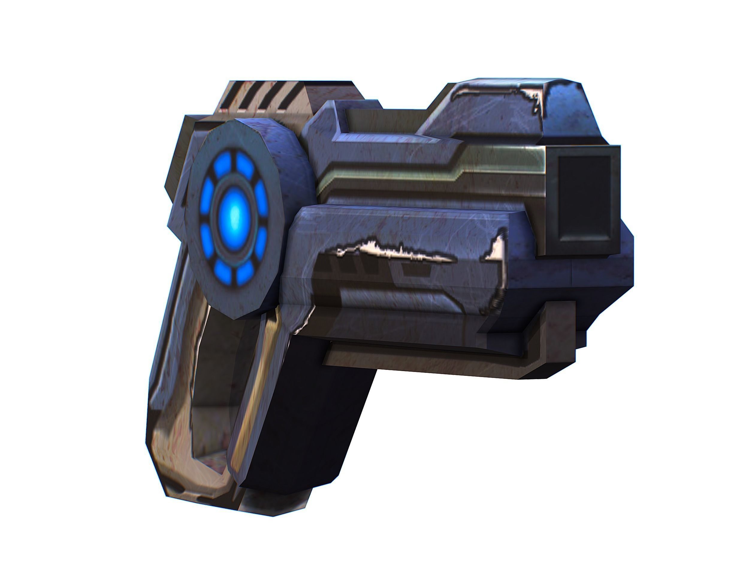 Cartoon Gun Blaster Barrel Nagan Nuff Pistol Revolver Cannon Low-poly 3D model_3