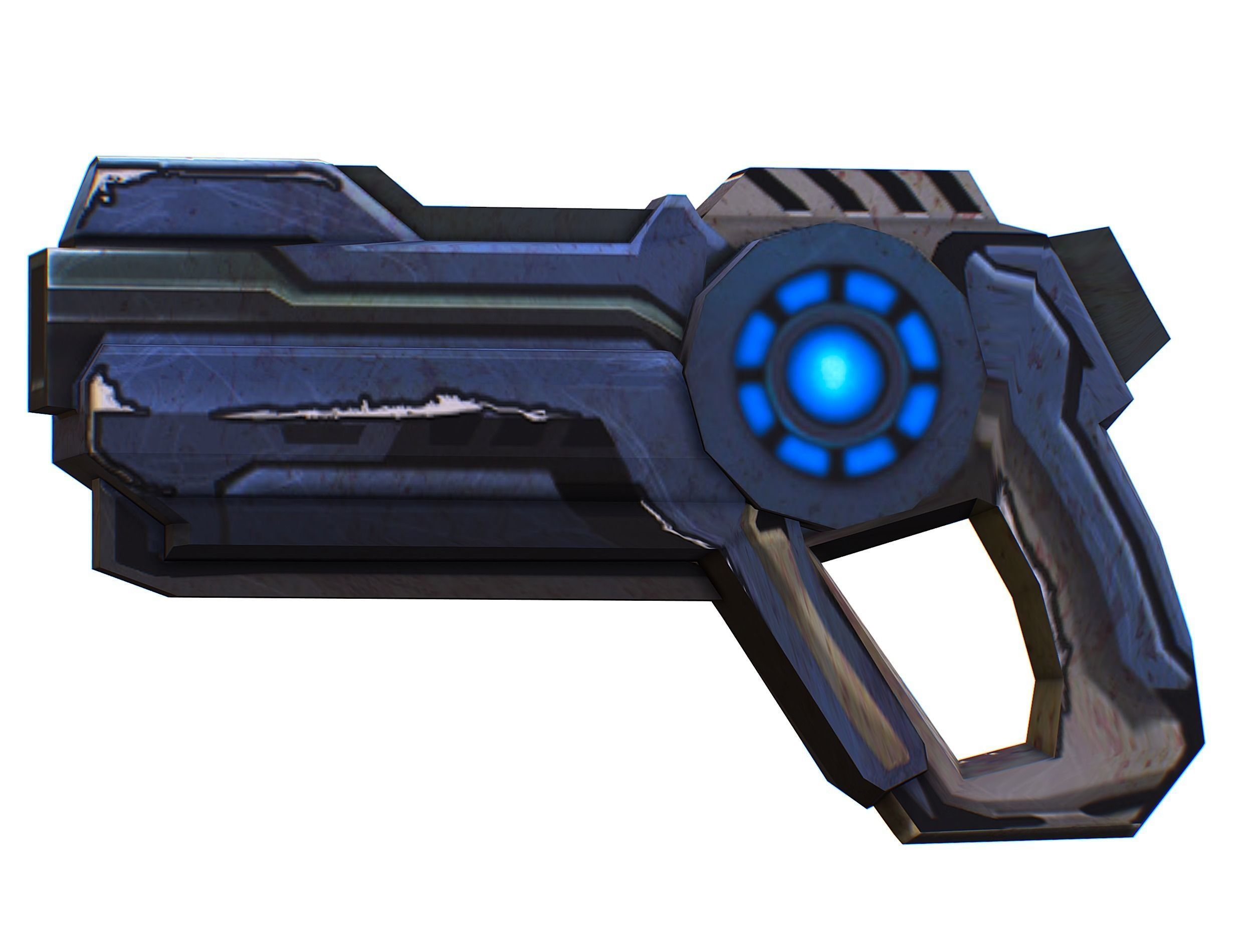 Cartoon Gun Blaster Barrel Nagan Nuff Pistol Revolver Cannon Low-poly 3D model_16