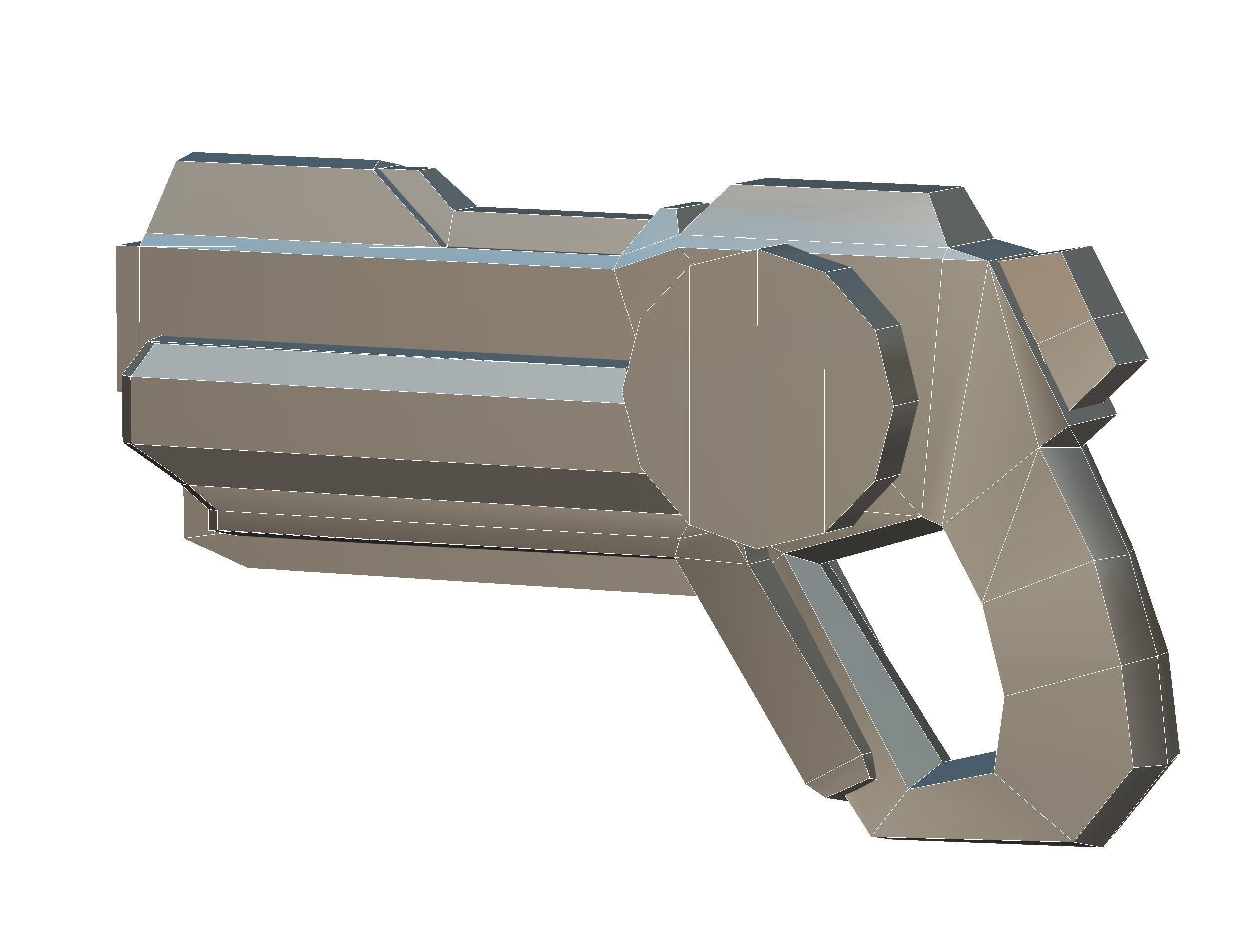 Cartoon Gun Blaster Barrel Nagan Nuff Pistol Revolver Cannon Low-poly 3D model_44