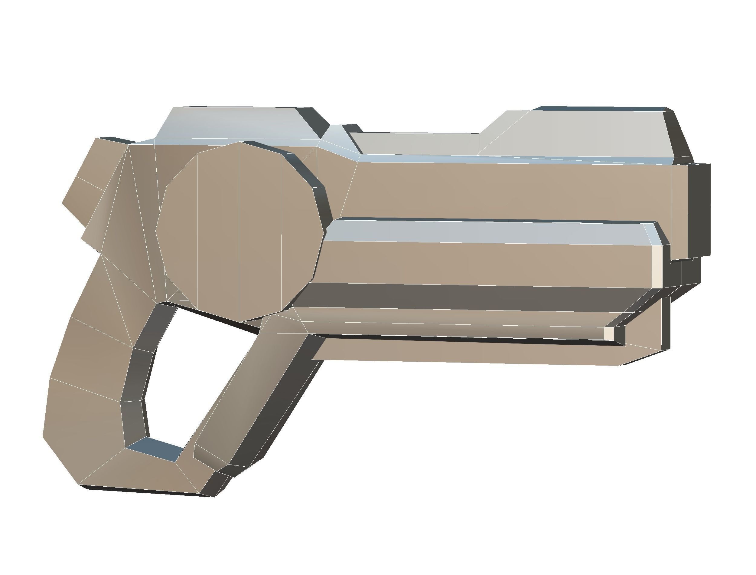 Cartoon Gun Blaster Barrel Nagan Nuff Pistol Revolver Cannon Low-poly 3D model_42