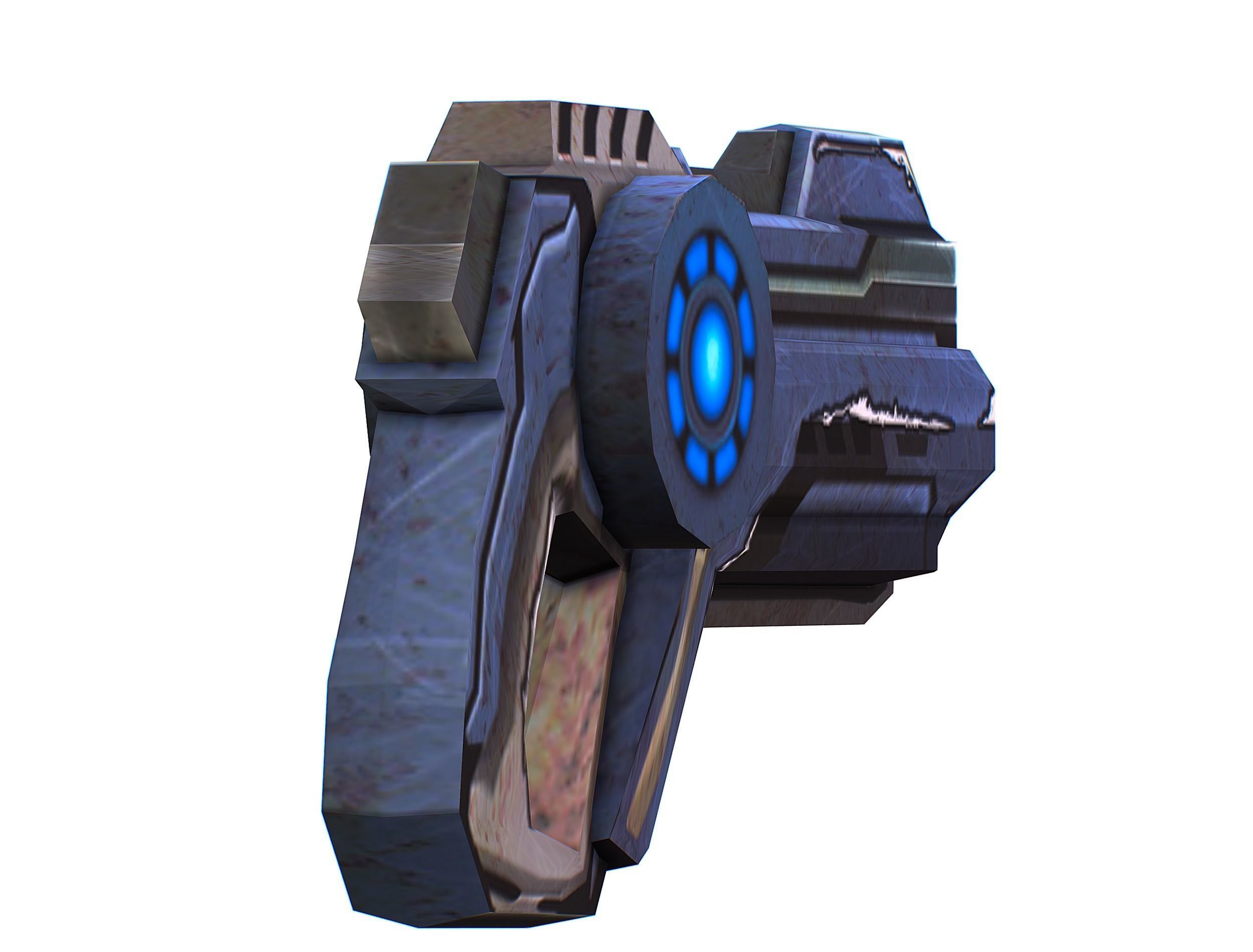 Cartoon Gun Blaster Barrel Nagan Nuff Pistol Revolver Cannon Low-poly 3D model_27