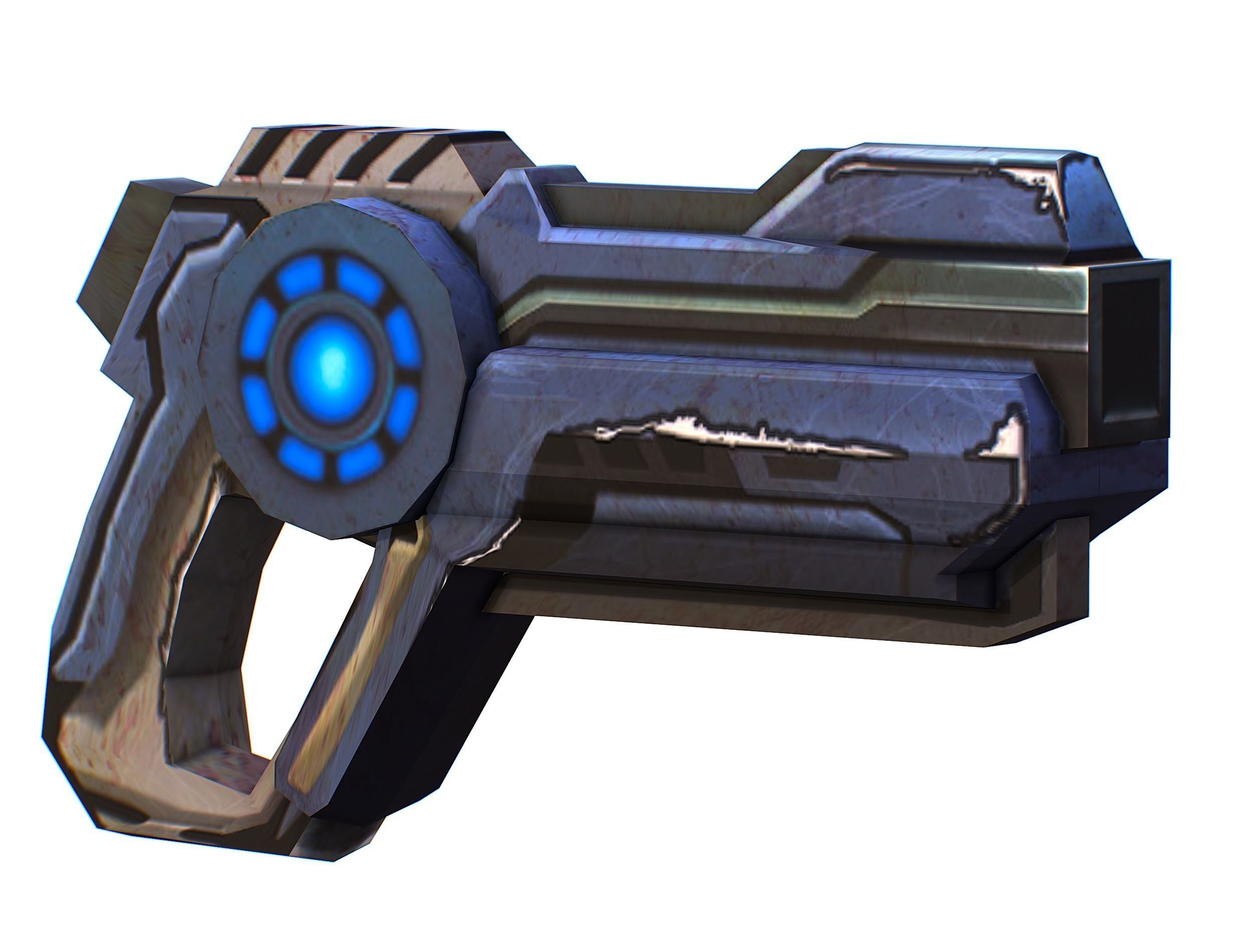 Cartoon Gun Blaster Barrel Nagan Nuff Pistol Revolver Cannon Low-poly 3D model_1