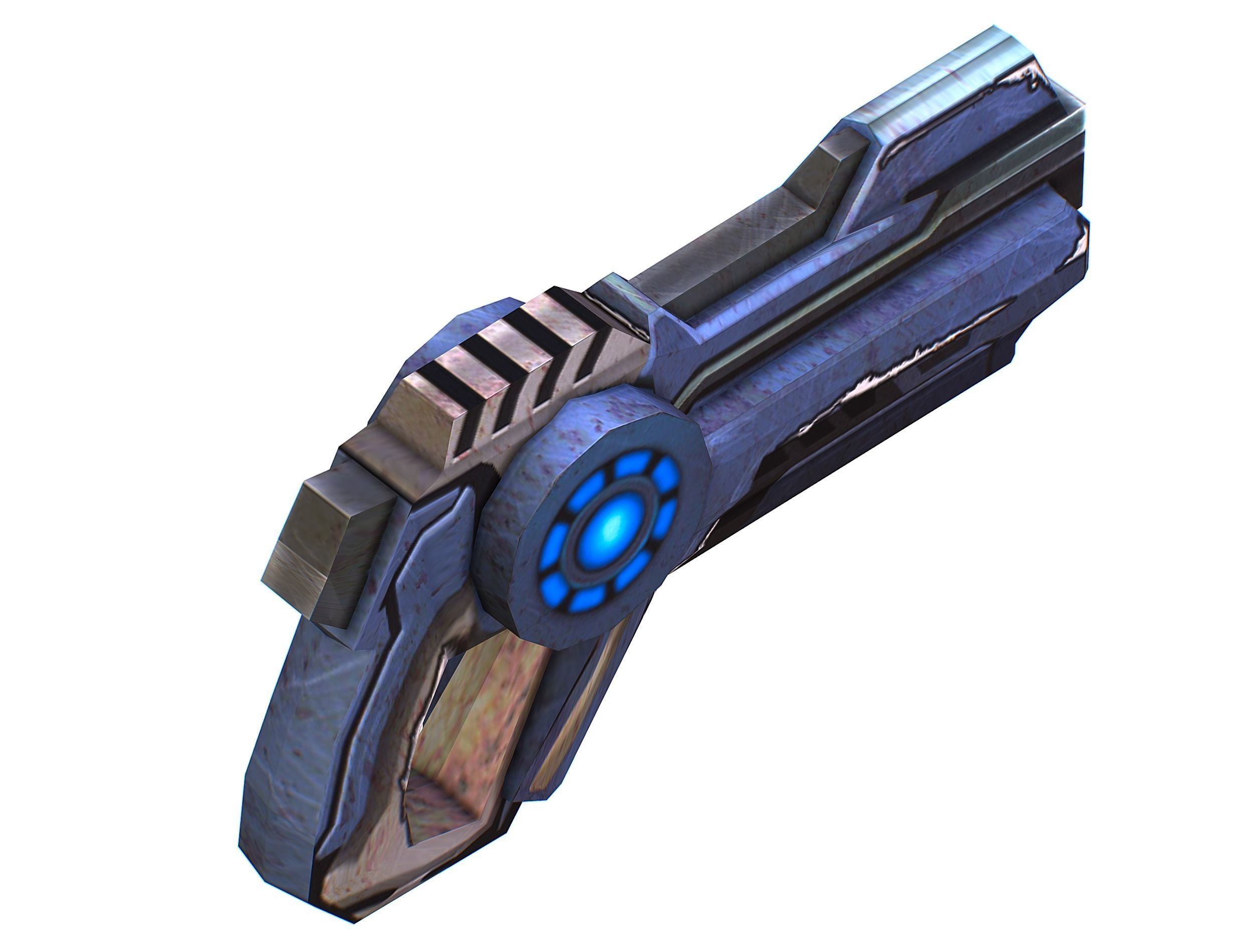 Cartoon Gun Blaster Barrel Nagan Nuff Pistol Revolver Cannon Low-poly 3D model_34