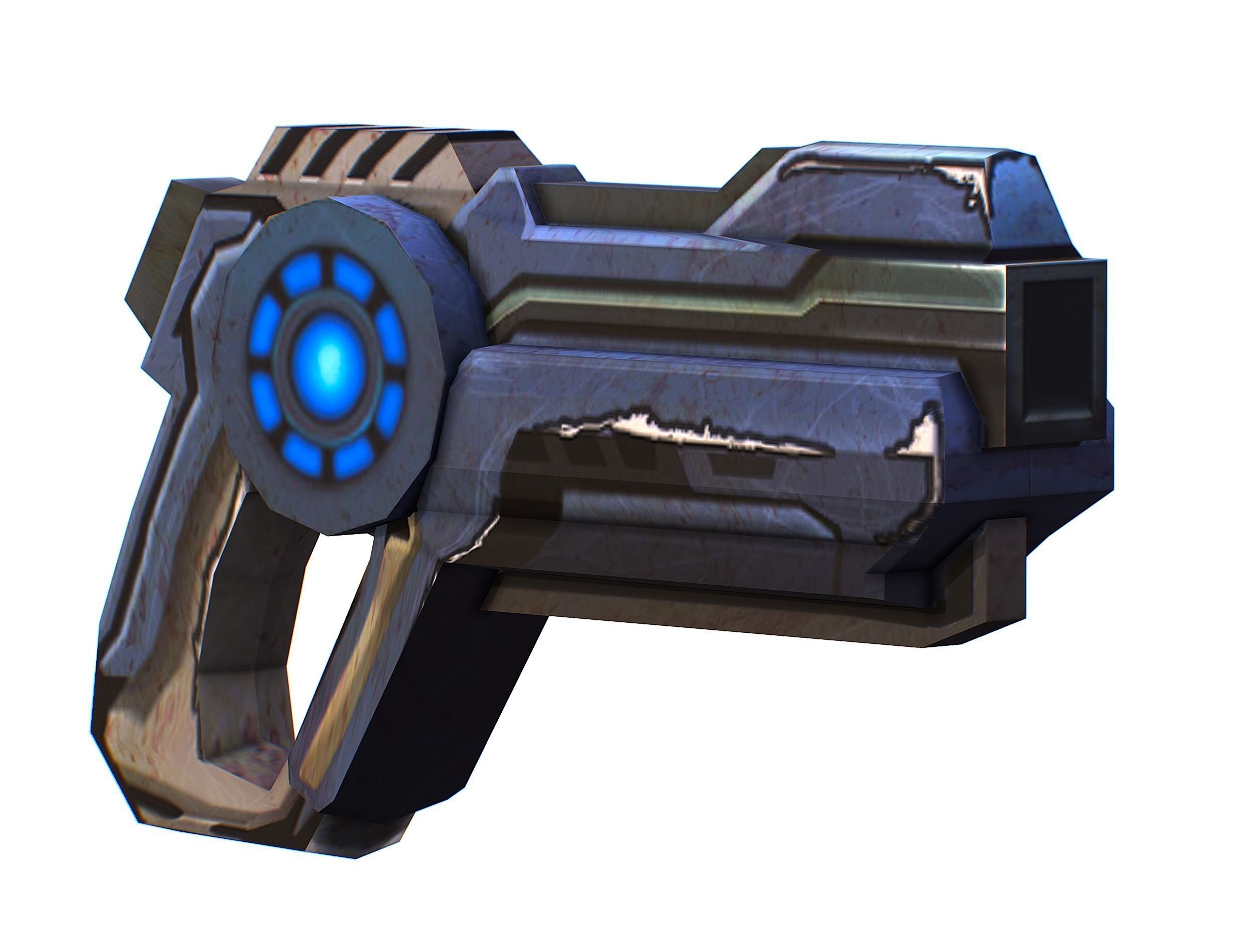 Cartoon Gun Blaster Barrel Nagan Nuff Pistol Revolver Cannon Low-poly 3D model_2