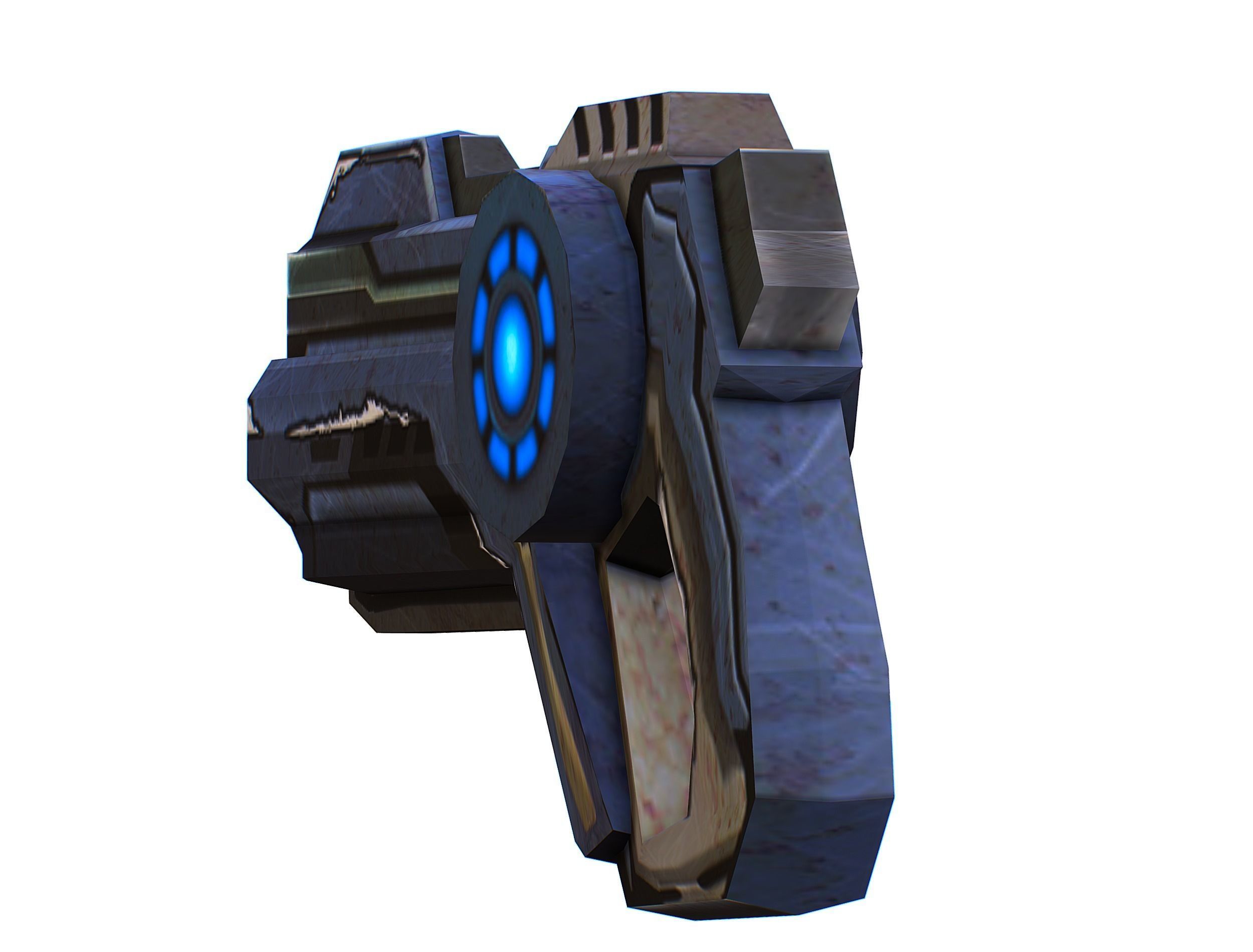 Cartoon Gun Blaster Barrel Nagan Nuff Pistol Revolver Cannon Low-poly 3D model_23