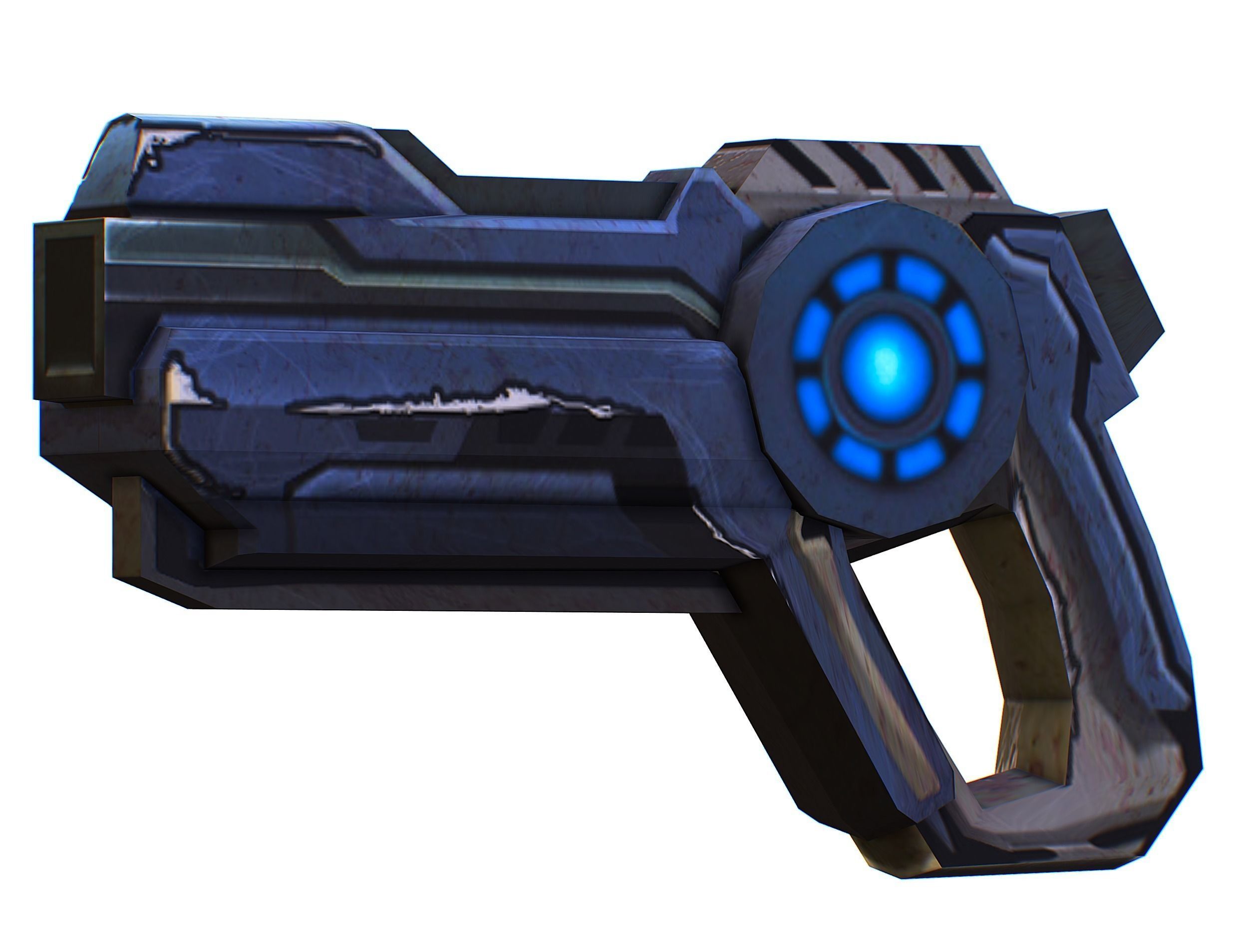 Cartoon Gun Blaster Barrel Nagan Nuff Pistol Revolver Cannon Low-poly 3D model_14