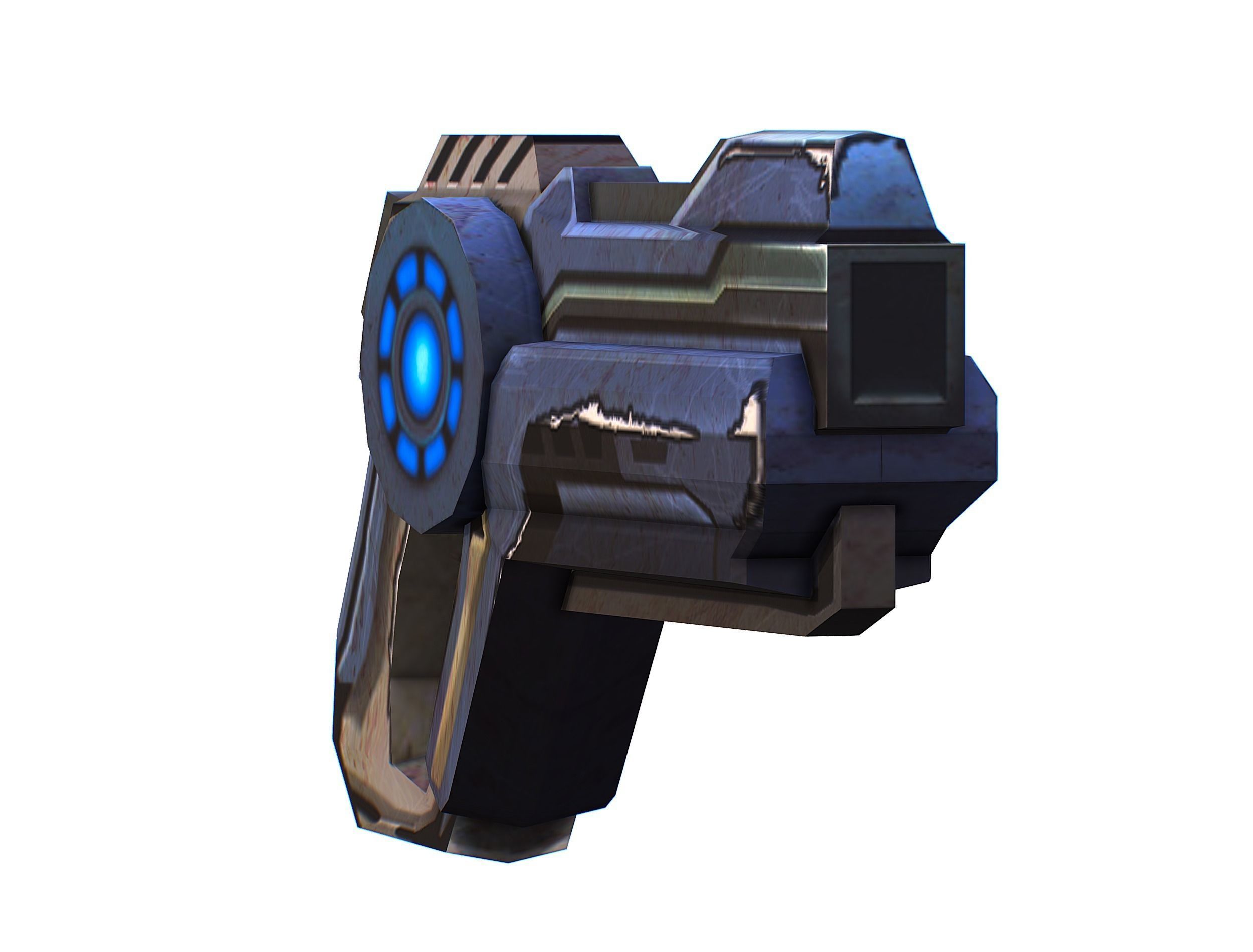 Cartoon Gun Blaster Barrel Nagan Nuff Pistol Revolver Cannon Low-poly 3D model_4