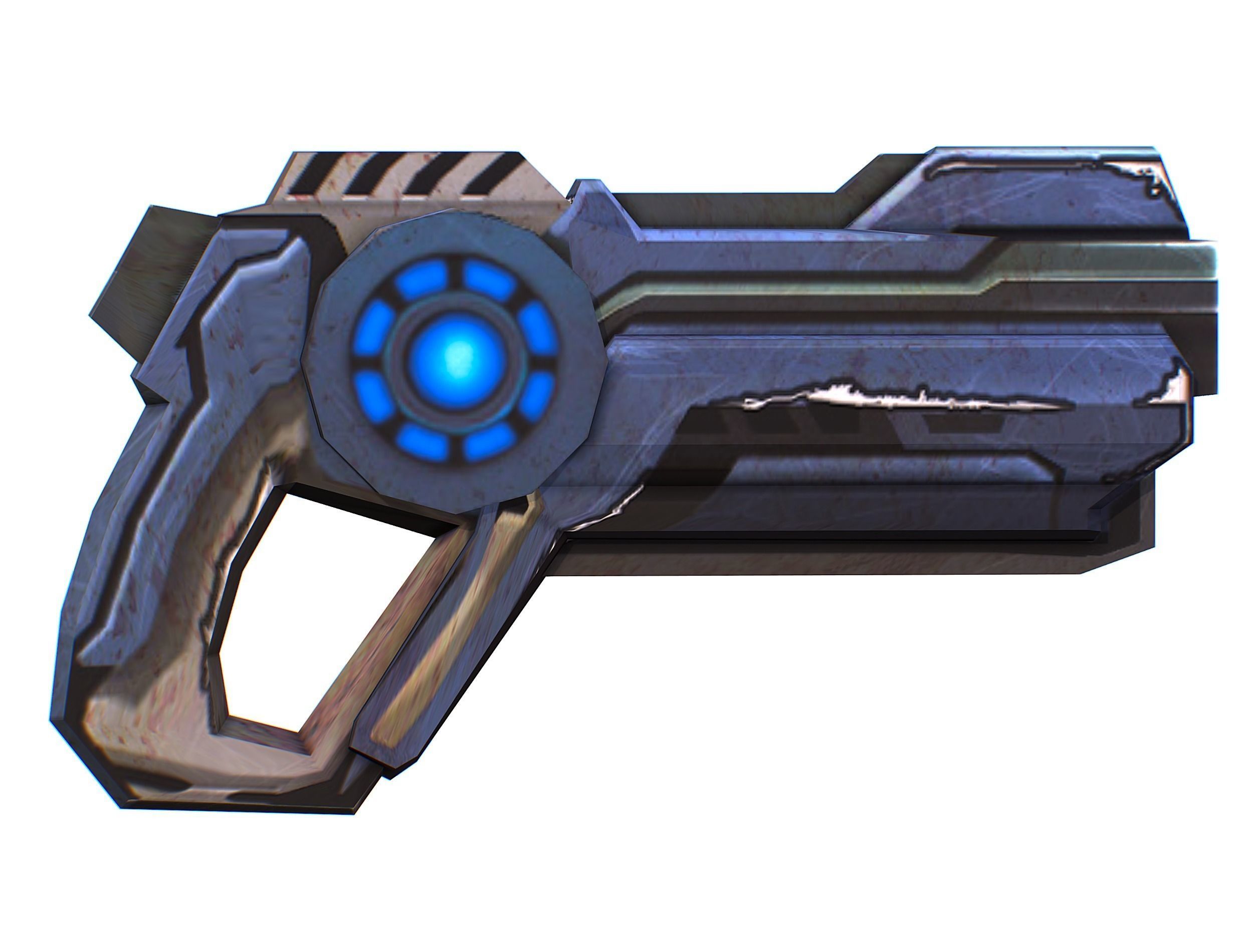 Cartoon Gun Blaster Barrel Nagan Nuff Pistol Revolver Cannon Low-poly 3D model_32